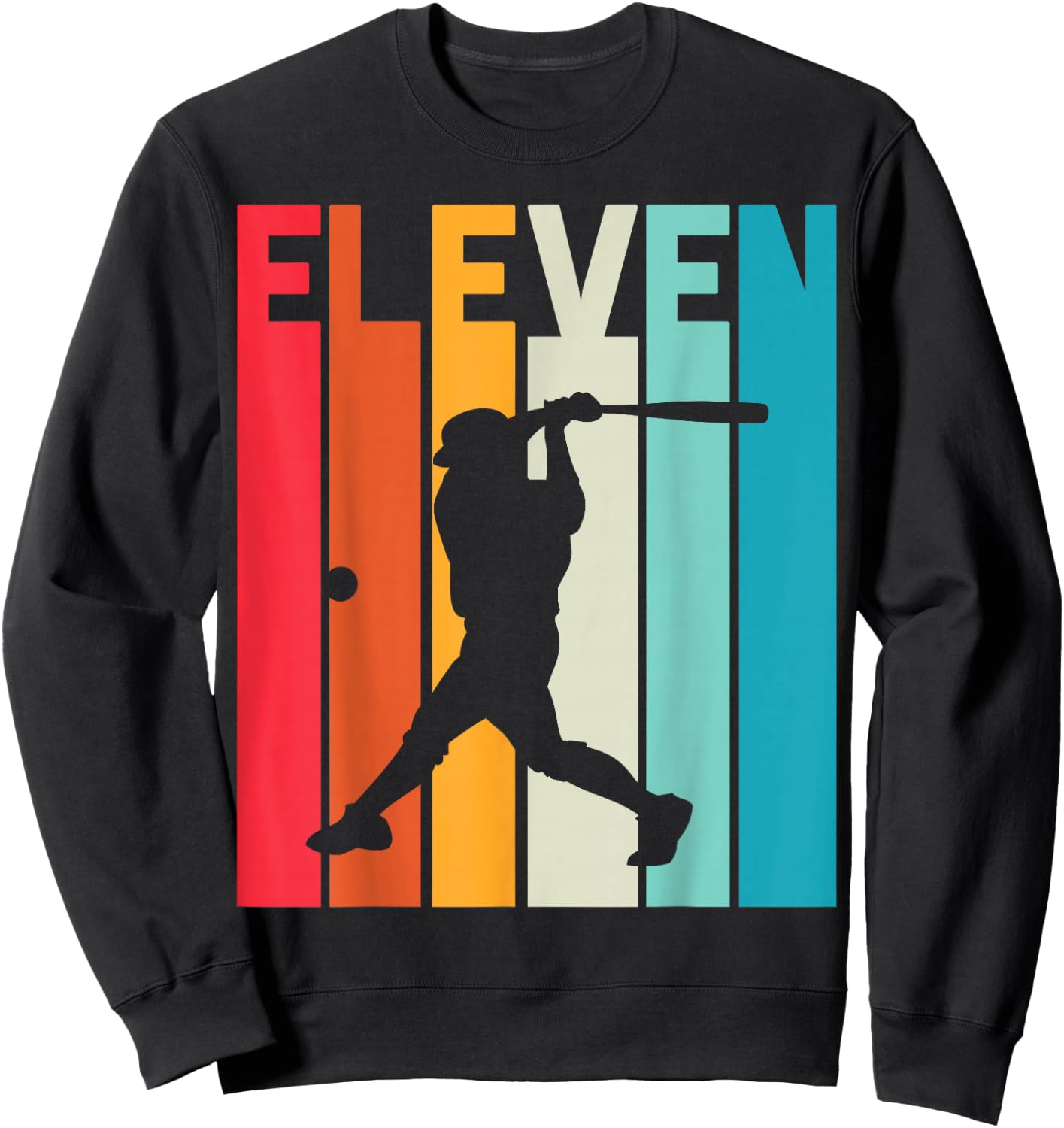 11th Birthday Retro Baseball 11 Years Old Boy Girl Sweatshirt - Sweatshirt | Black
