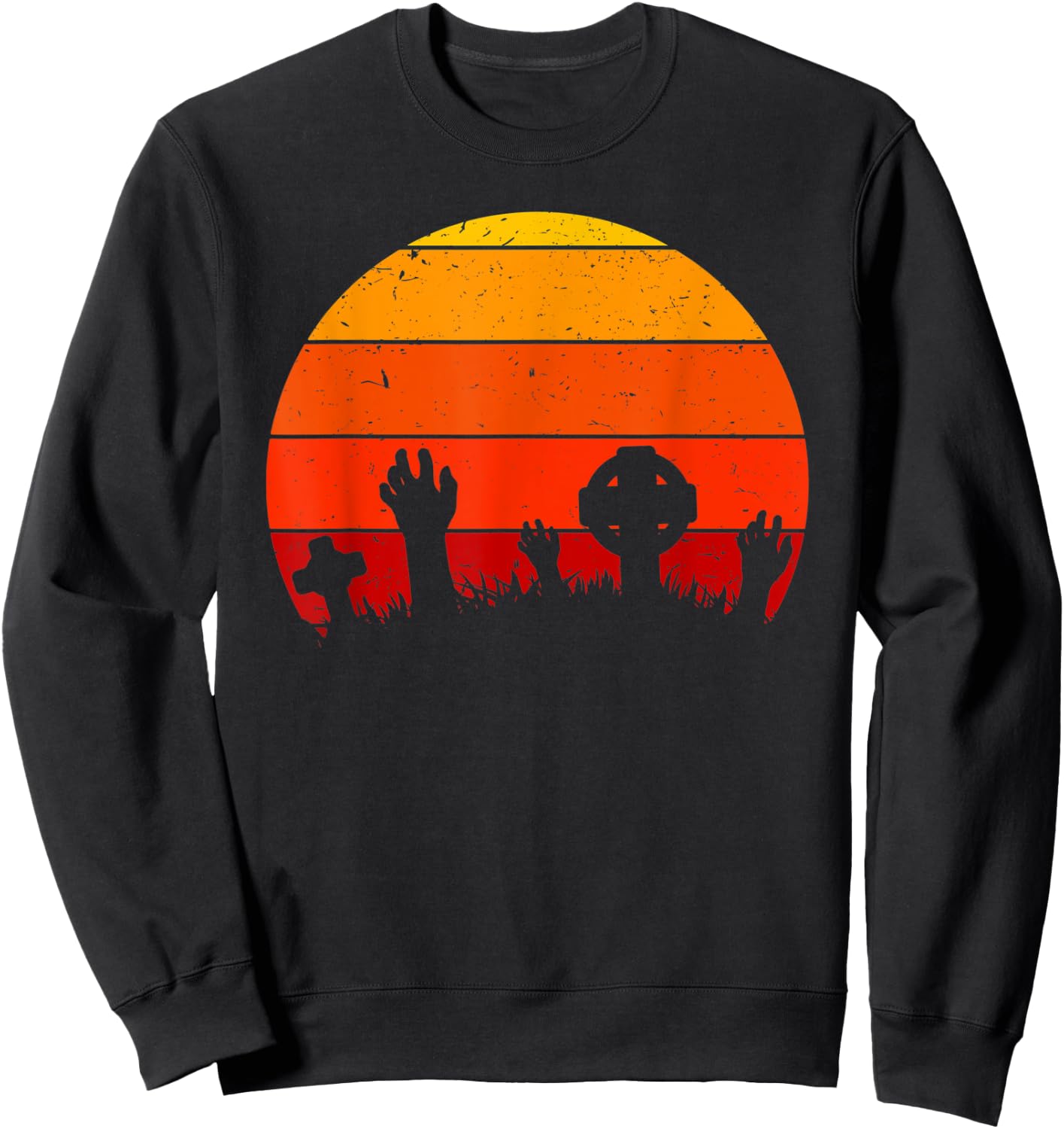 Vintage Retro Sunset Halloween Cemetery, Halloween Costume Sweatshirt - Sweatshirt | Black