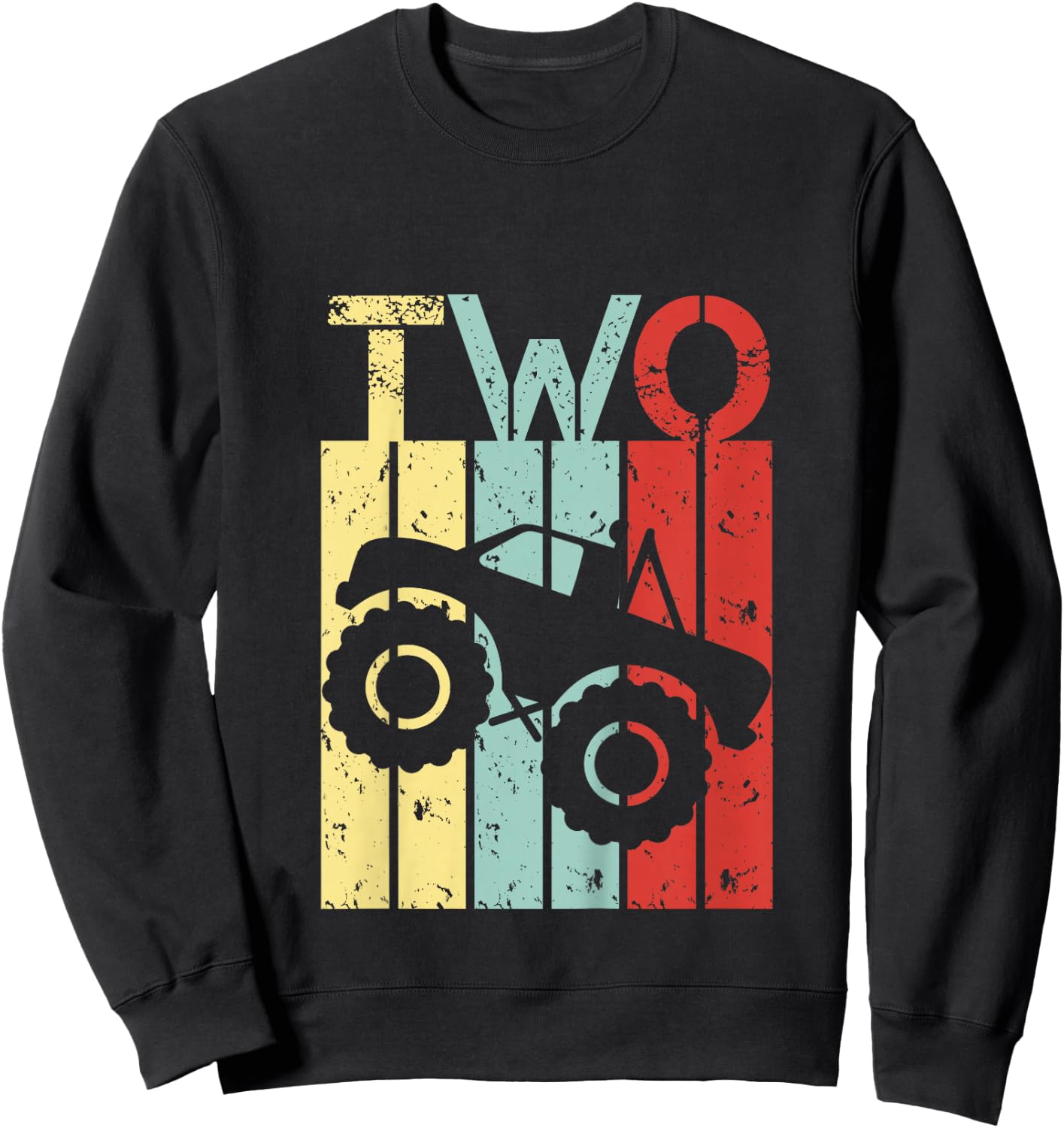 Kids 2 year old Monster Truck birthday Boy Girl 2nd birthday Sweatshirt - Sweatshirt | Black
