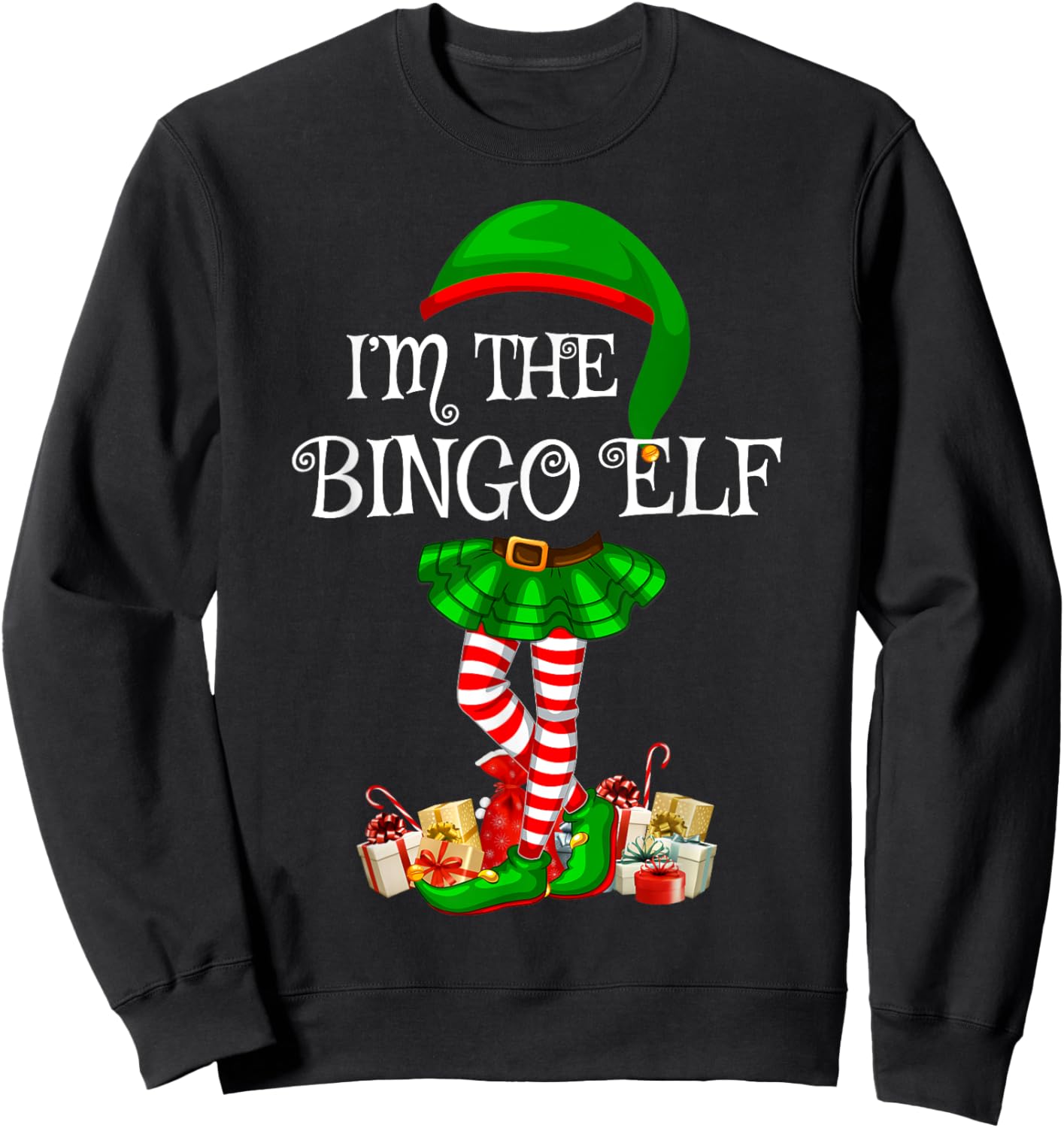 Matching Family Women Girls I'm The Bingo Elf Christmas Sweatshirt - Sweatshirt | Black