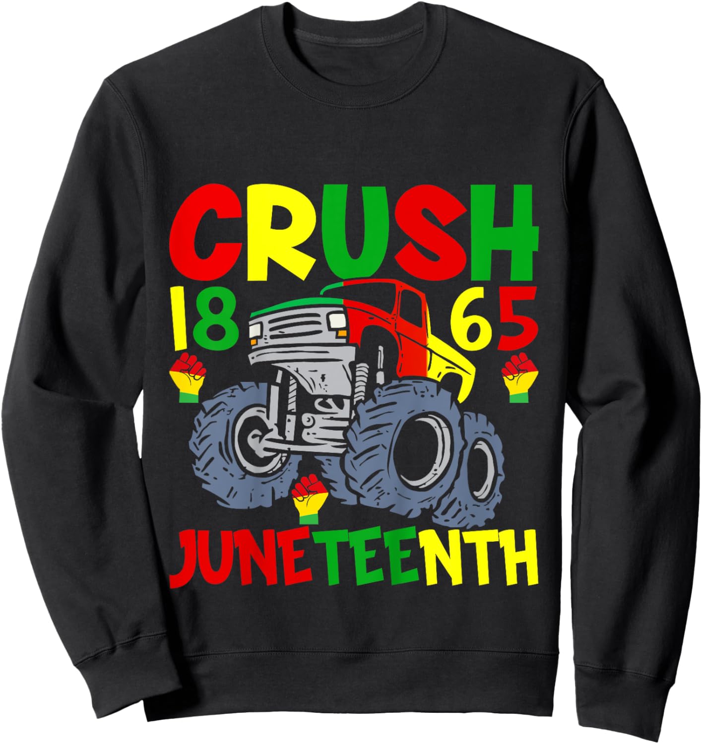 Kids Crush Juneteenth Truck Design For Juneteenth Boys Sweatshirt - Sweatshirt | Black
