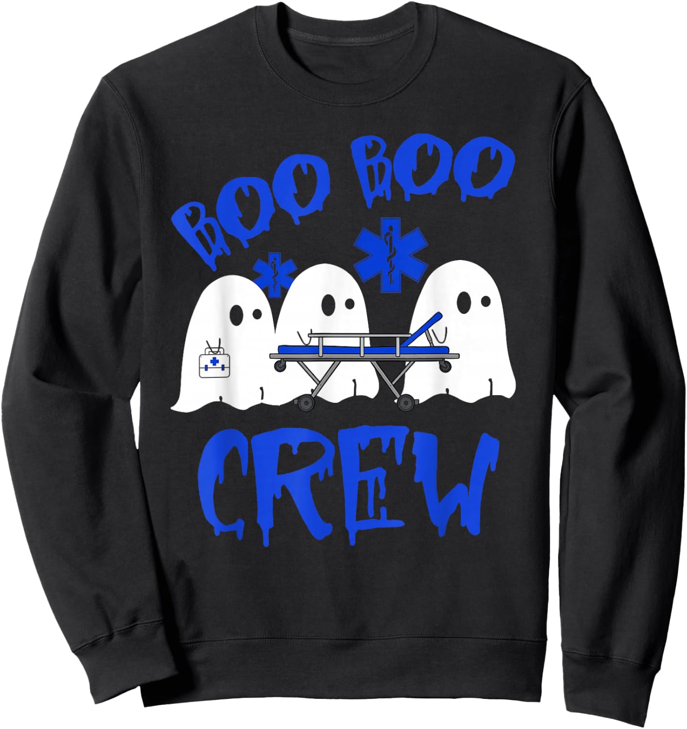 Boo Boo Crew Funny Ghost EMS EMT Paramedic Nurse Halloween Sweatshirt - Sweatshirt | Black