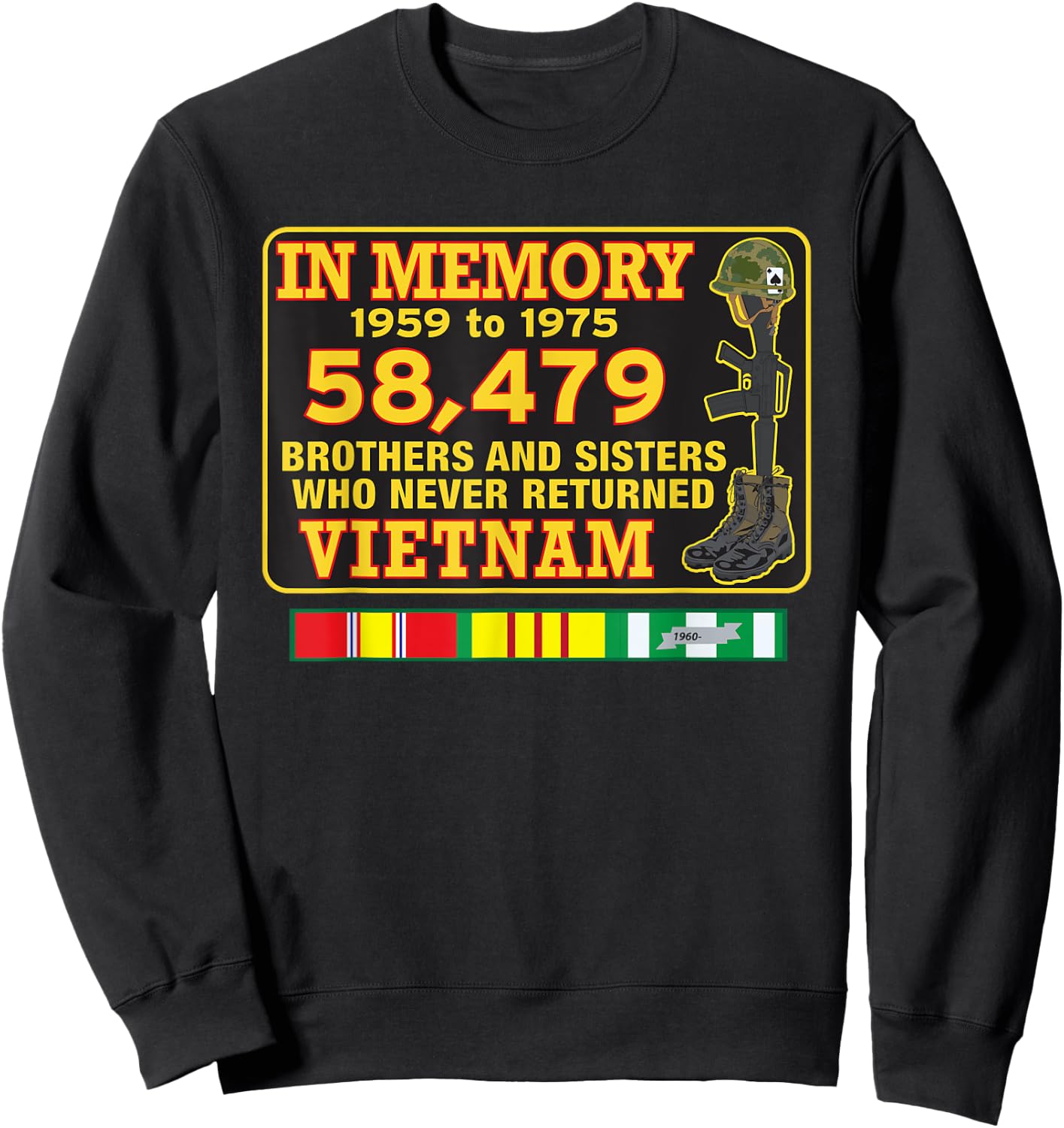 In Memory Vietnam 58,479 Sweatshirt - Sweatshirt | Black