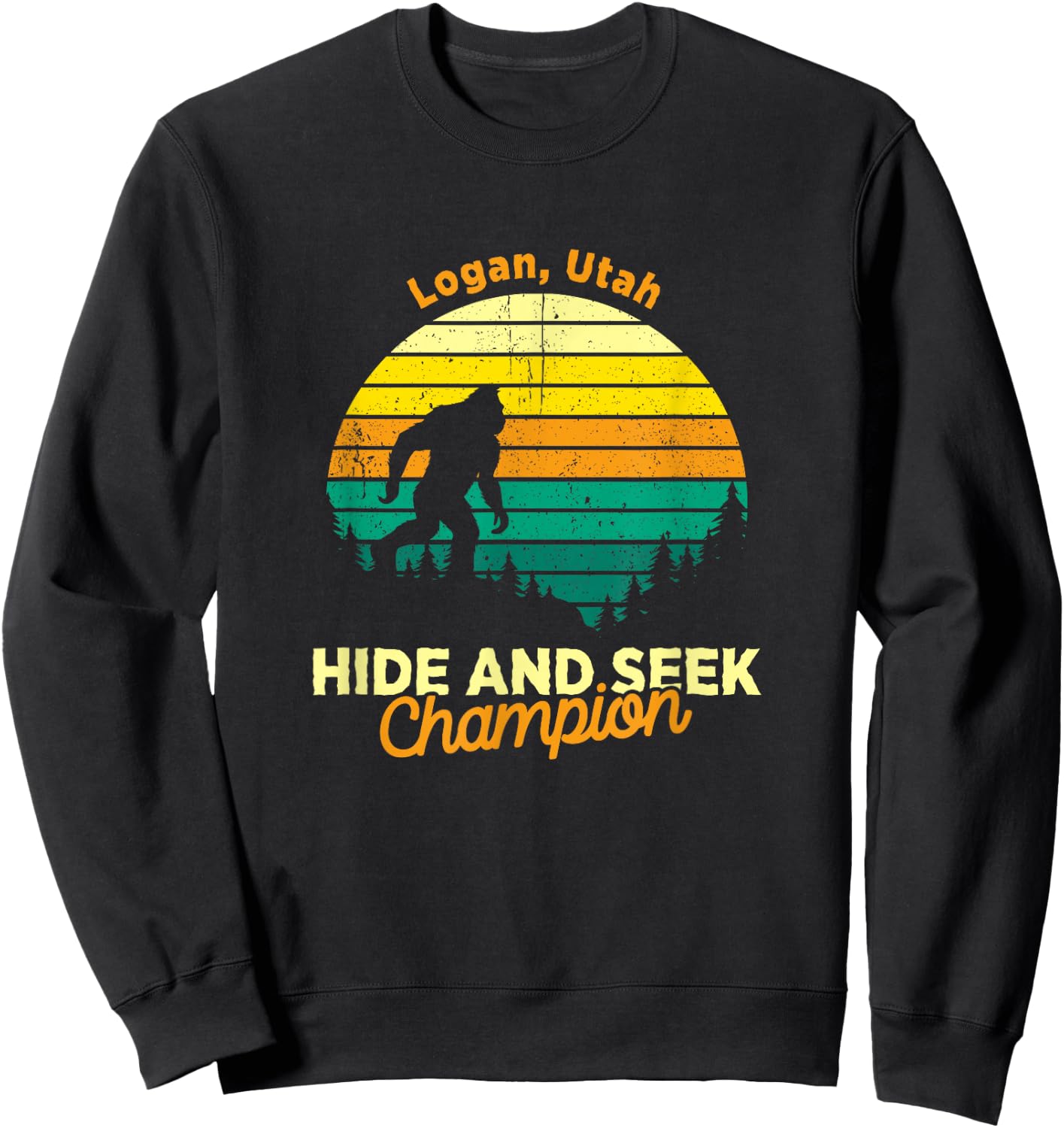 Vintage Logan, Utah Mountain Hiking Souvenir Print Sweatshirt - Sweatshirt | Black