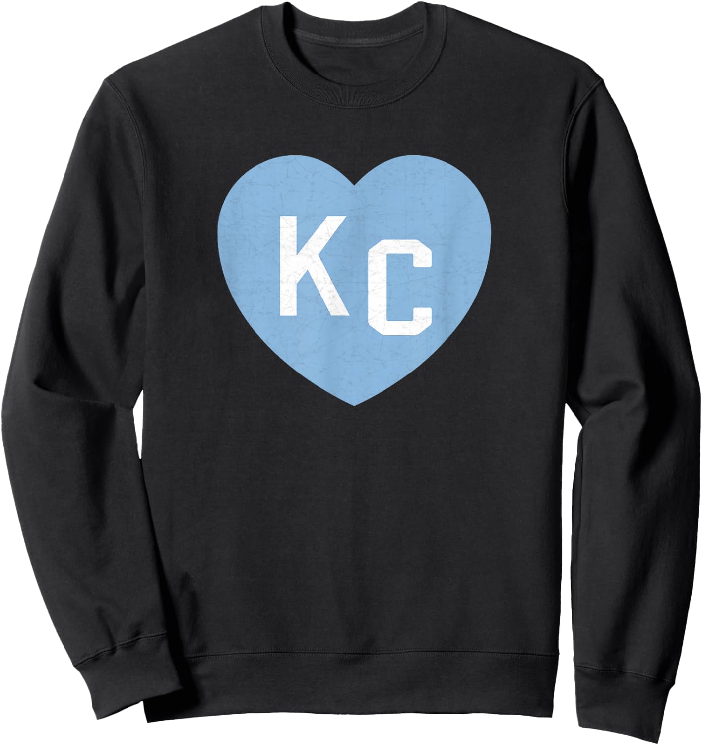 KC Heart 2 Letters KC (Kansas City) KC Love KC Powder Blue Sweatshirt - Sweatshirt | Black