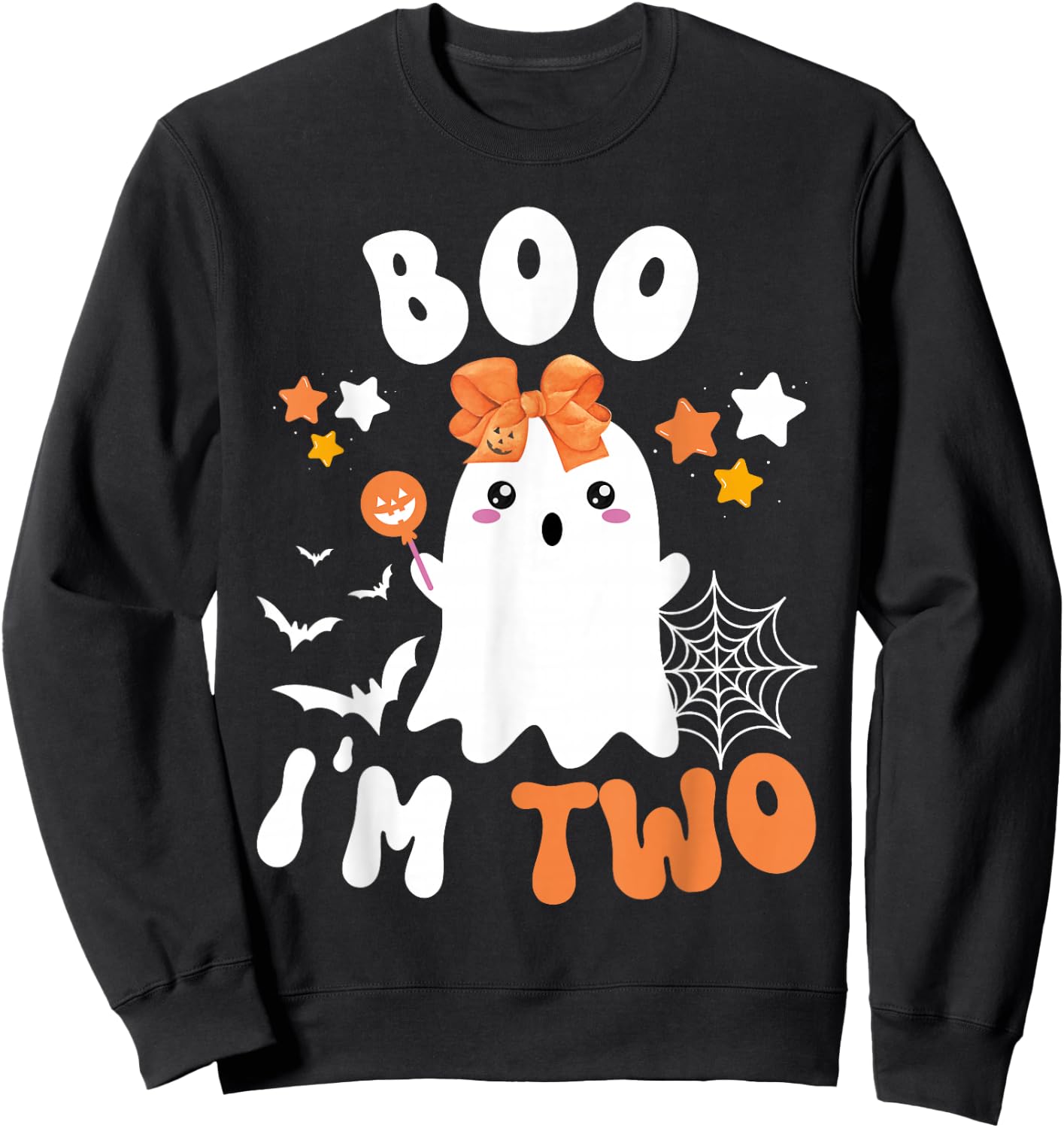Boo I'm Two 2nd Birthday Girl-Cute Halloween Ghost Birthday Sweatshirt - Sweatshirt | Black