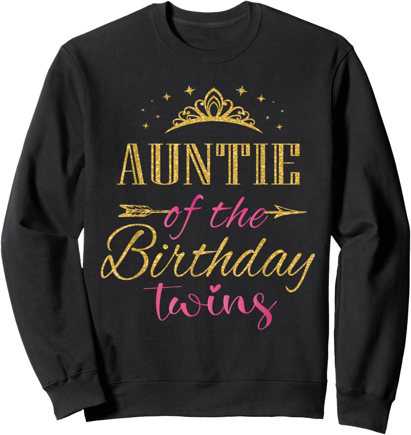 Auntie Of The Birthday Twins Kids Party Sweatshirt - Sweatshirt | Black