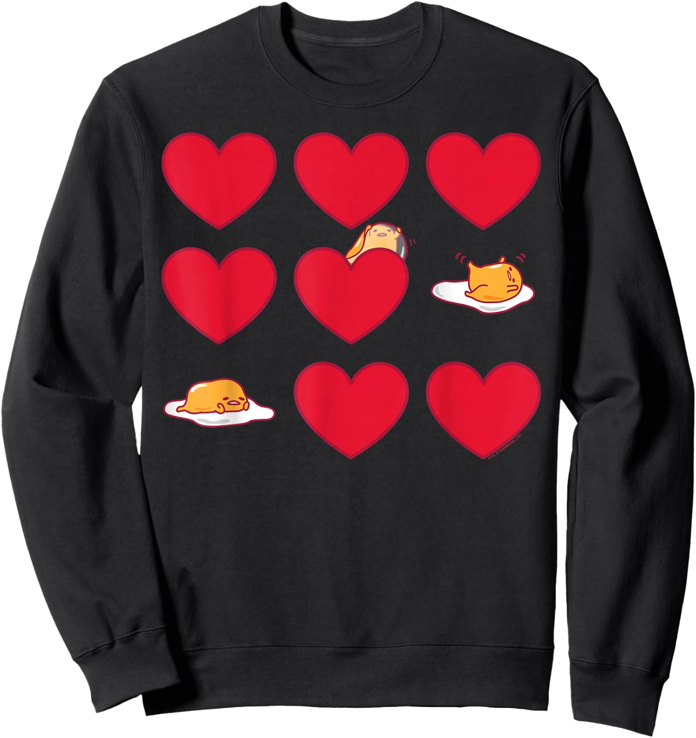 Gudetama Hearts & Eggs Valentine's Sweatshirt - Sweatshirt | Black