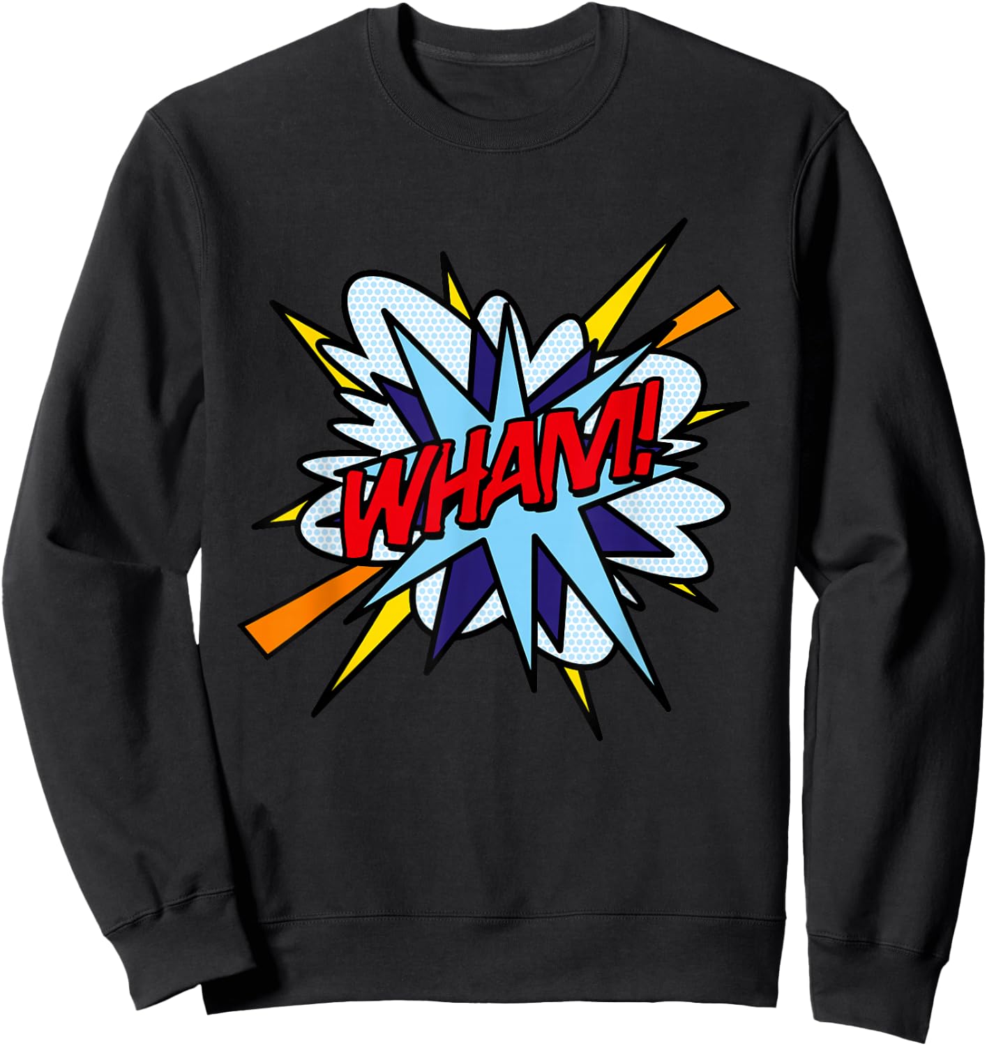 WHAM Comic Book Pop Art Fun Superhero Design Sweatshirt - Sweatshirt | Black