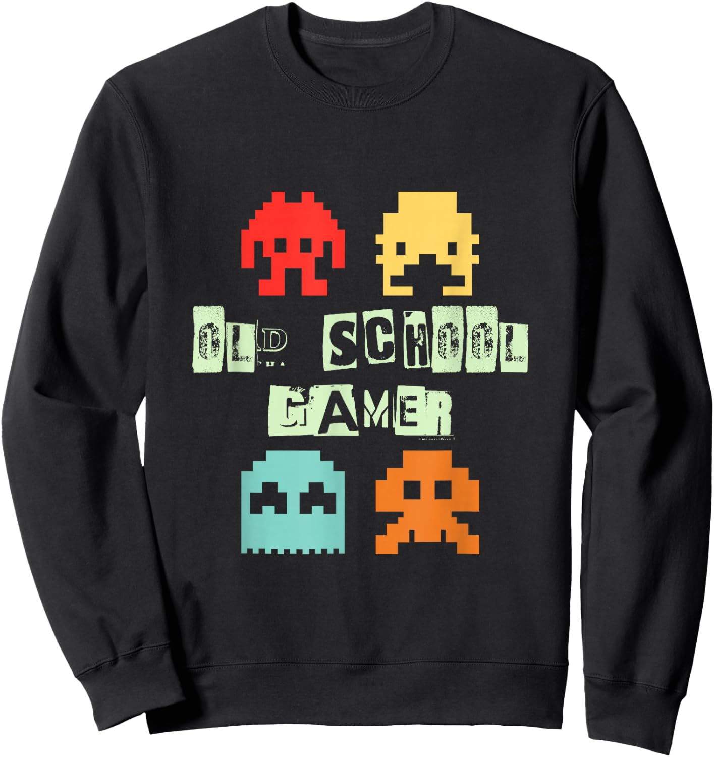 Old Vintage School Gamer - Retro Space Alien Invaders Sweatshirt - Sweatshirt | Black