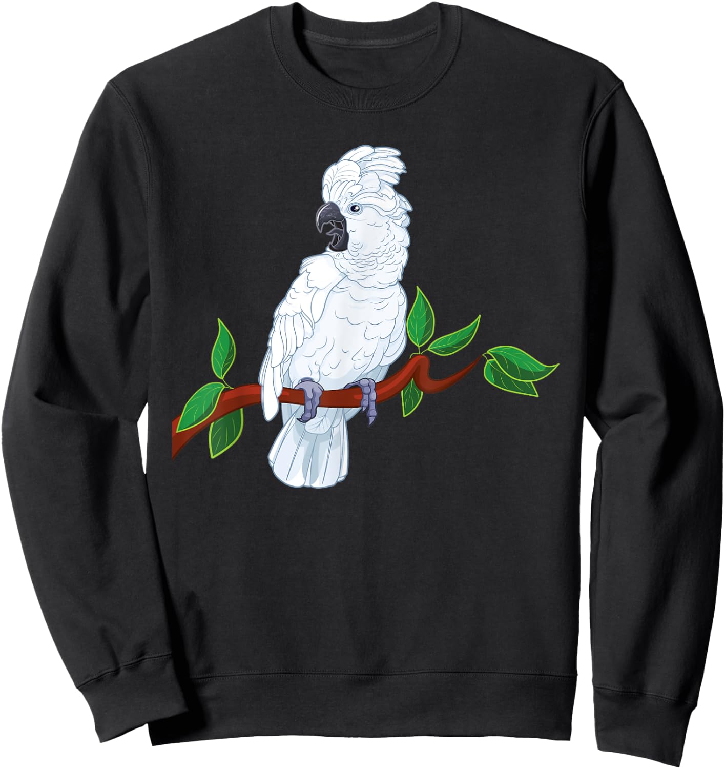Umbrella Cockatoo on a Branch Sweatshirt - Sweatshirt | Black