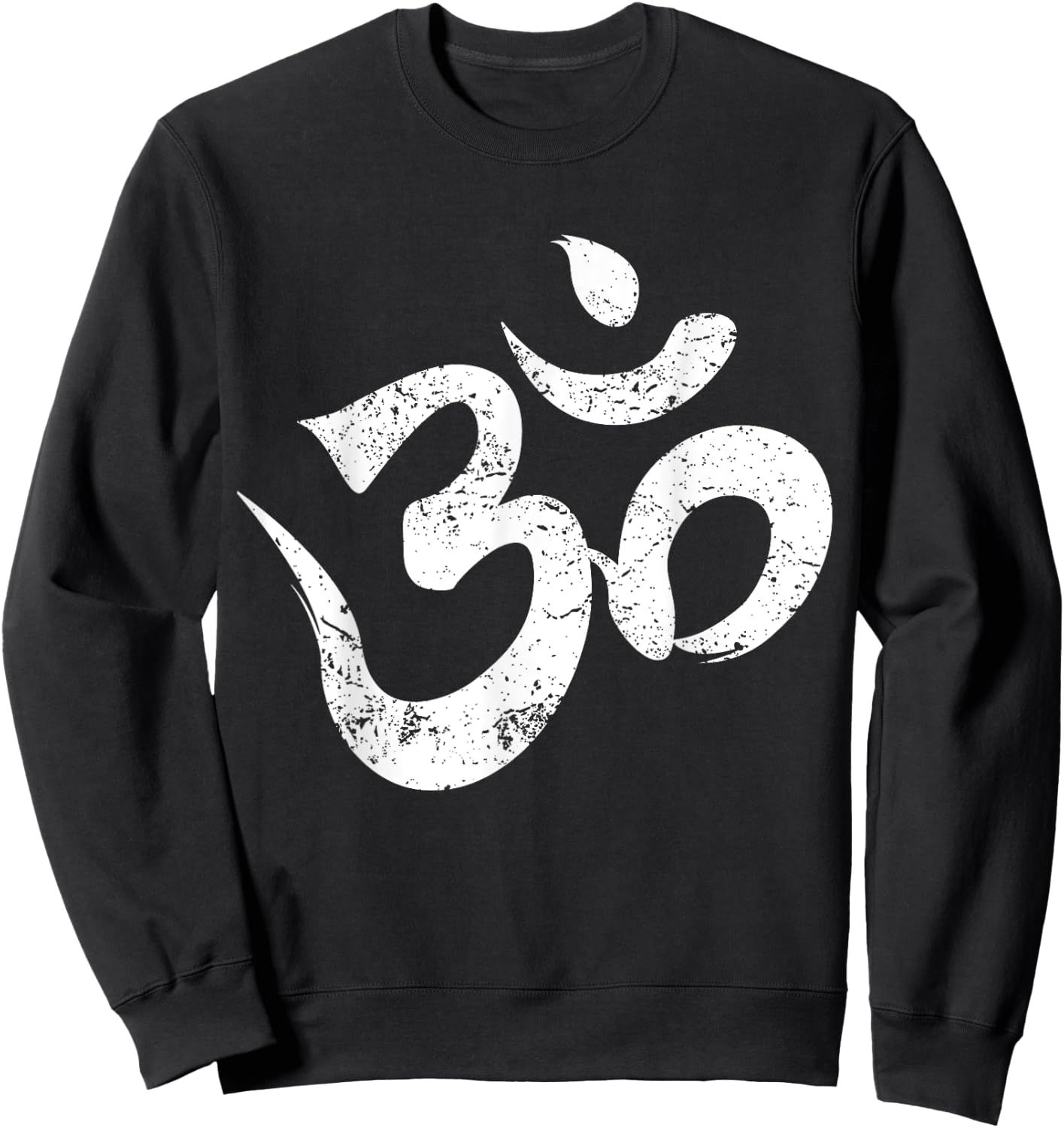 Distressed Om Meditation Spiritual Indian Yoga Symbol Om Sweatshirt - Sweatshirt | Black