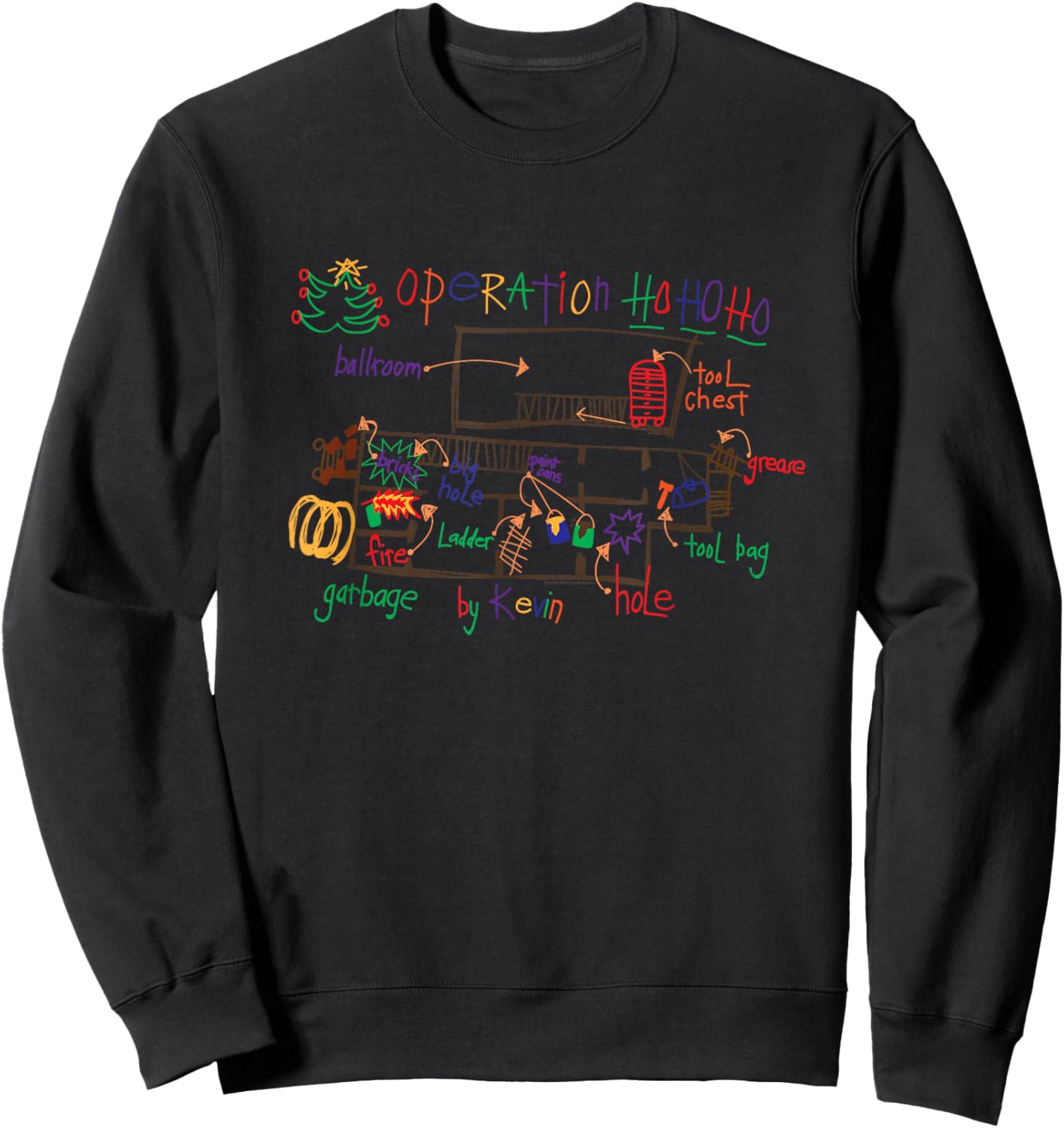 Home Alone 2 Christmas Kevin’s Drawing Operation Ho Ho Ho Sweatshirt - Sweatshirt | Black