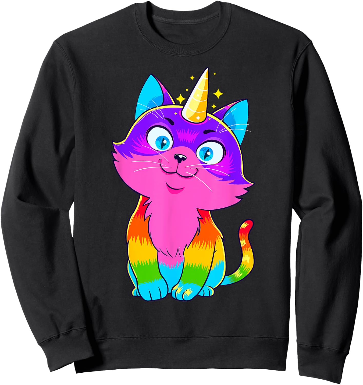 Caticorn Unicorn Cat Unikitty Kittycorn Cats Girls Women Sweatshirt - Sweatshirt | Black