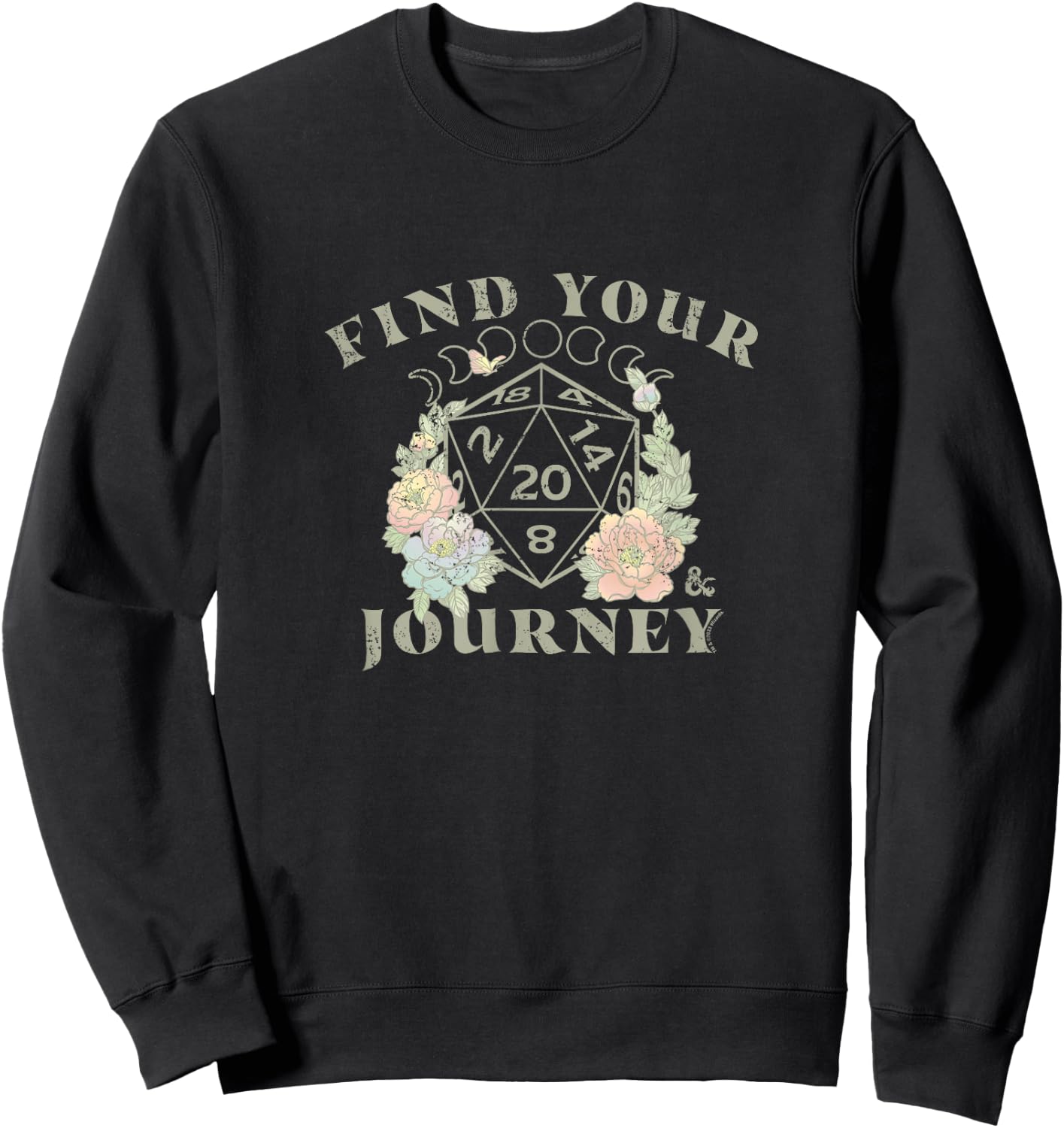 Dungeons & Dragons D20 Find Your Journey Retro Floral Frame Sweatshirt - Sweatshirt | Black