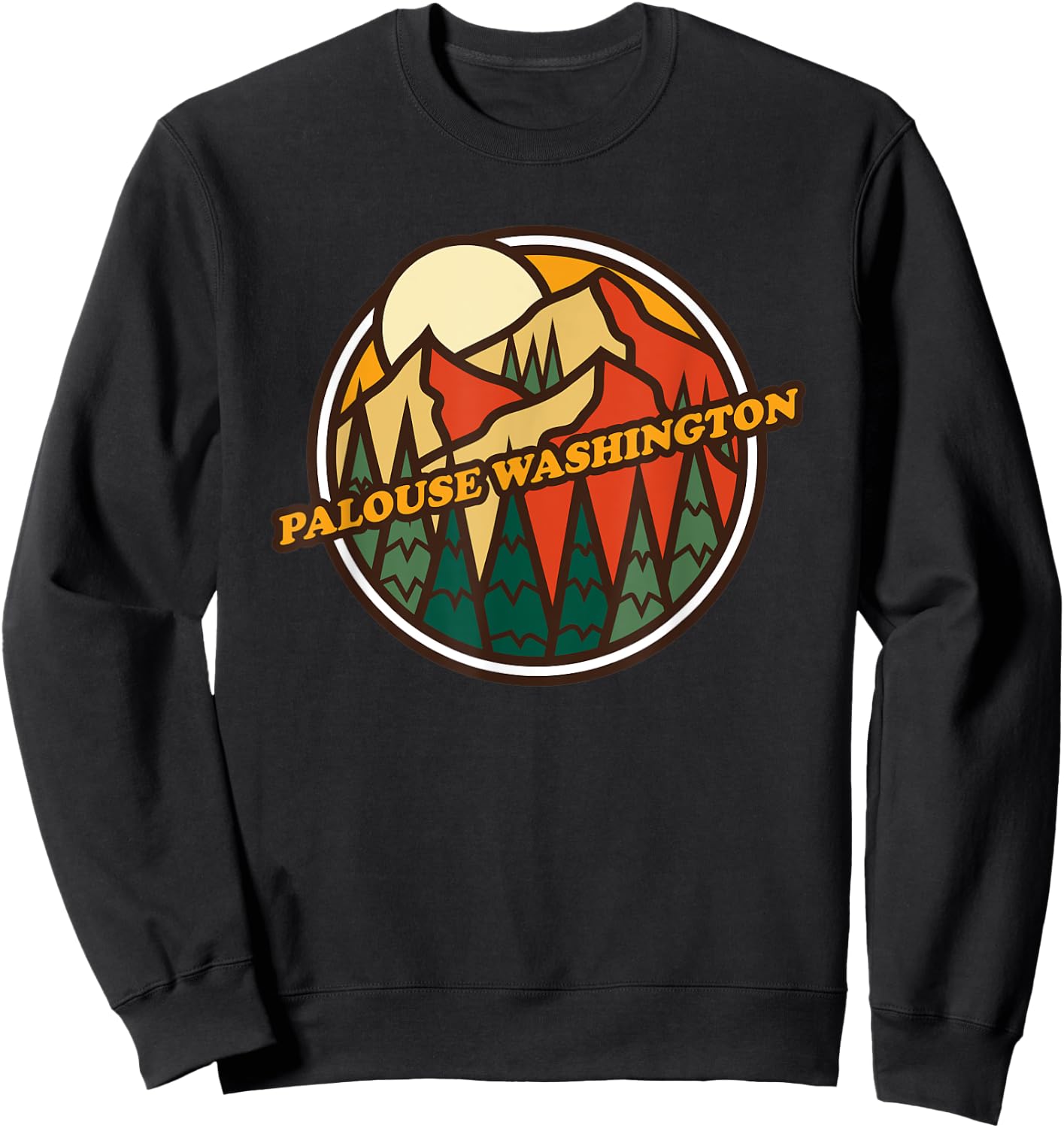 Vintage Palouse, Washington Mountain Hiking Souvenir Print Sweatshirt - Sweatshirt | Black