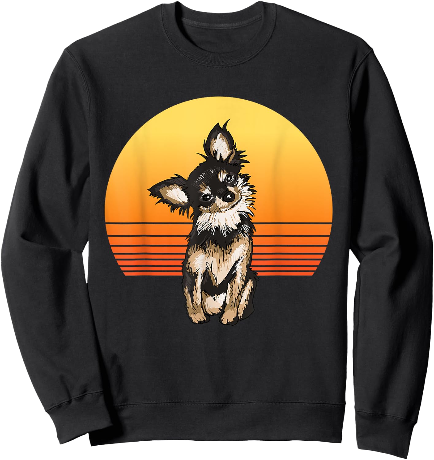 Retro Chihuahua Dad Dog Illustration Chihuahua Owner Sweatshirt - Sweatshirt | Black