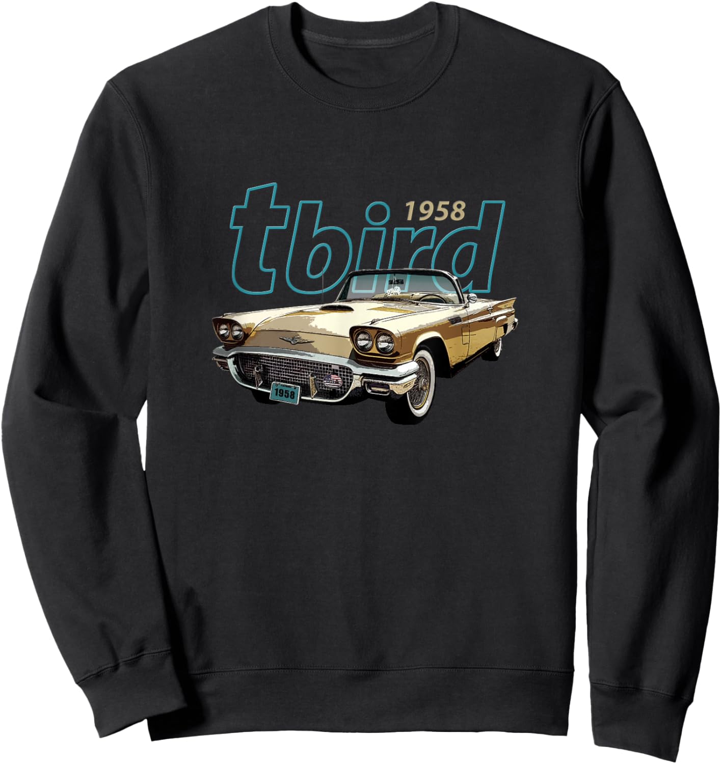 Vintage 1958 Tbird Convertible, Classic American Sports Car Sweatshirt - Sweatshirt | Black
