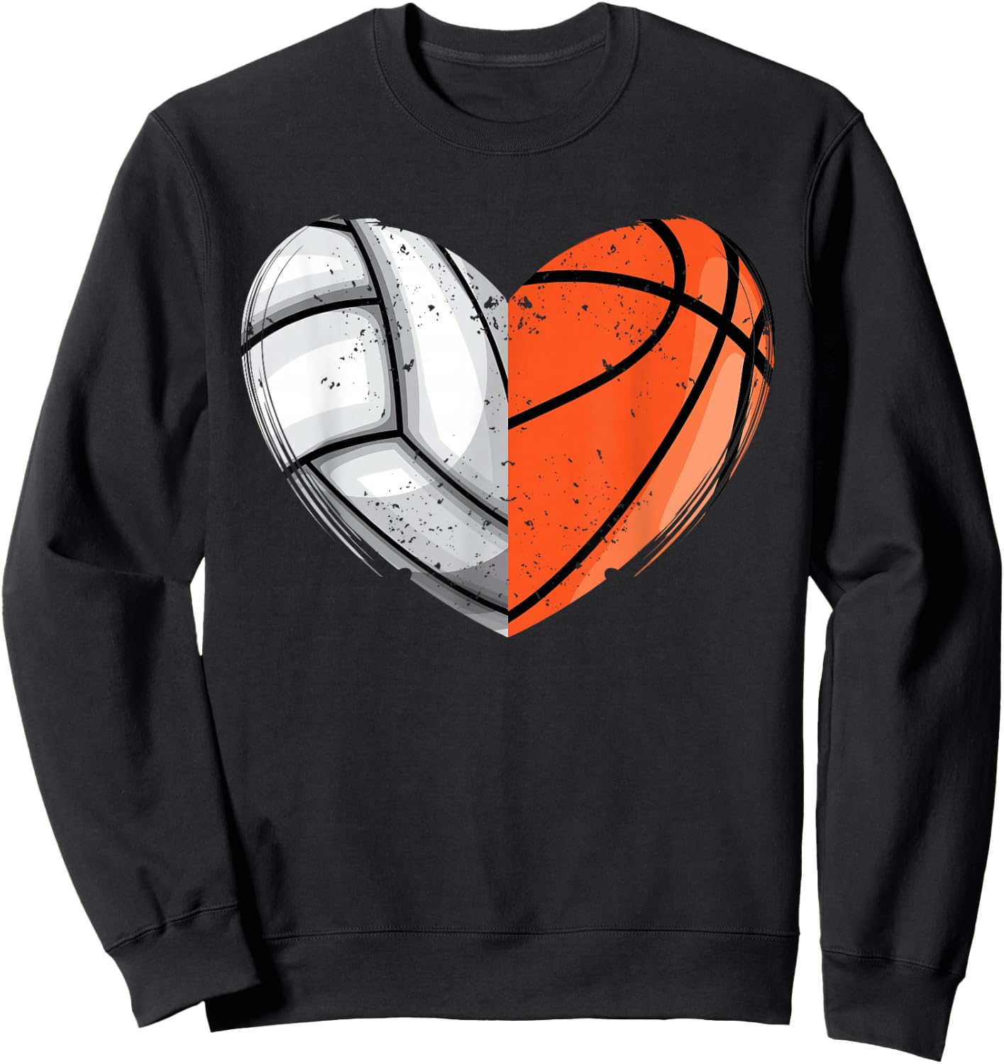 Love Basketball and Volleyball Heart Basketball Lover Sports Sweatshirt - Sweatshirt | Black