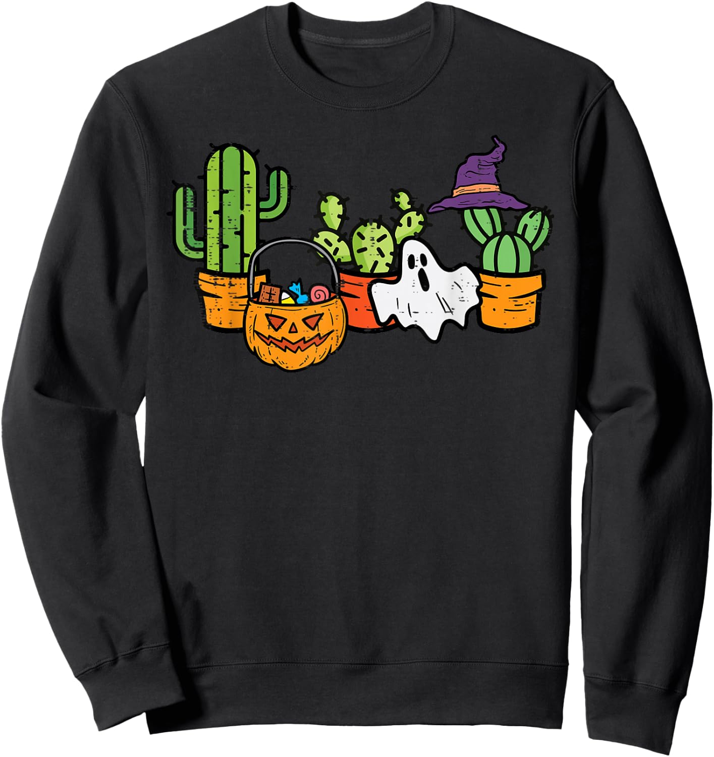 Halloween Cactus Succulent Plant Costume Men Women Kids Girl Sweatshirt - Sweatshirt | Black