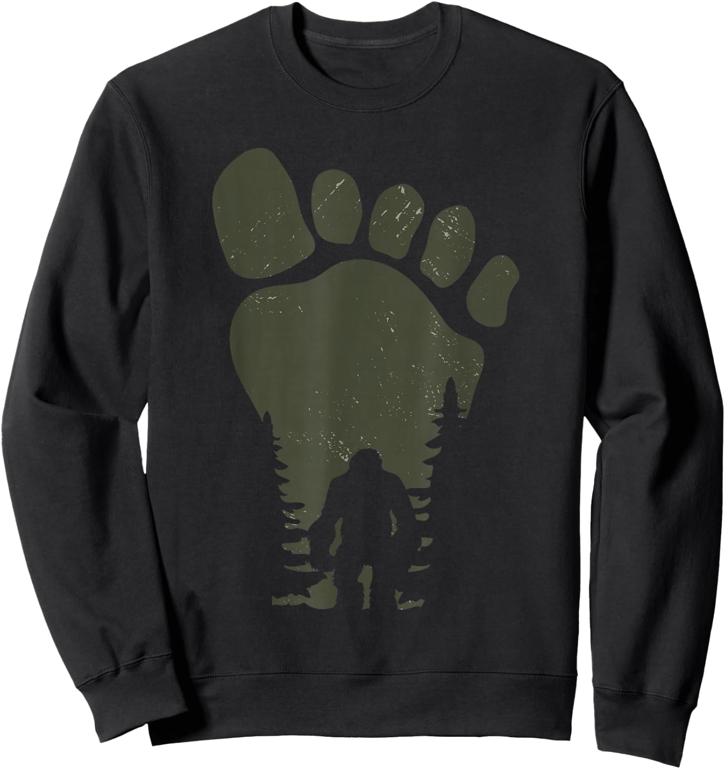 Sasquatch Or Bigfoot in The Forest Footprint Small Sweatshirt - Sweatshirt | Black