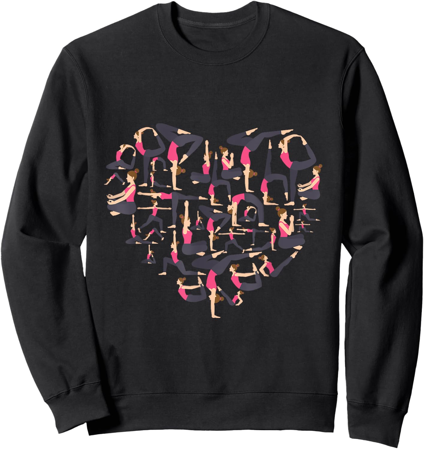 Love Yoga heart meditation pose men girl women Zen Spiritual Sweatshirt - Sweatshirt | Black