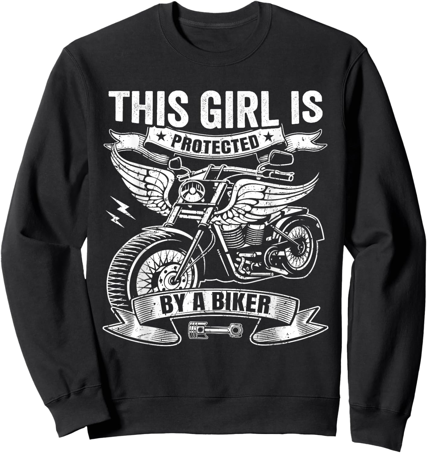 This Girl Is Protected By A Biker Sweatshirt - Sweatshirt | Black