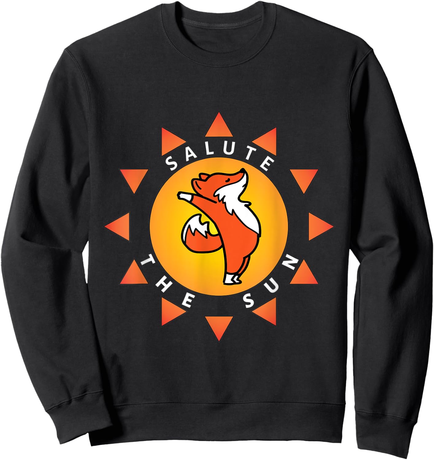 Cute Salute The Sun Yoga Fox Sunray Sweatshirt - Sweatshirt | Black