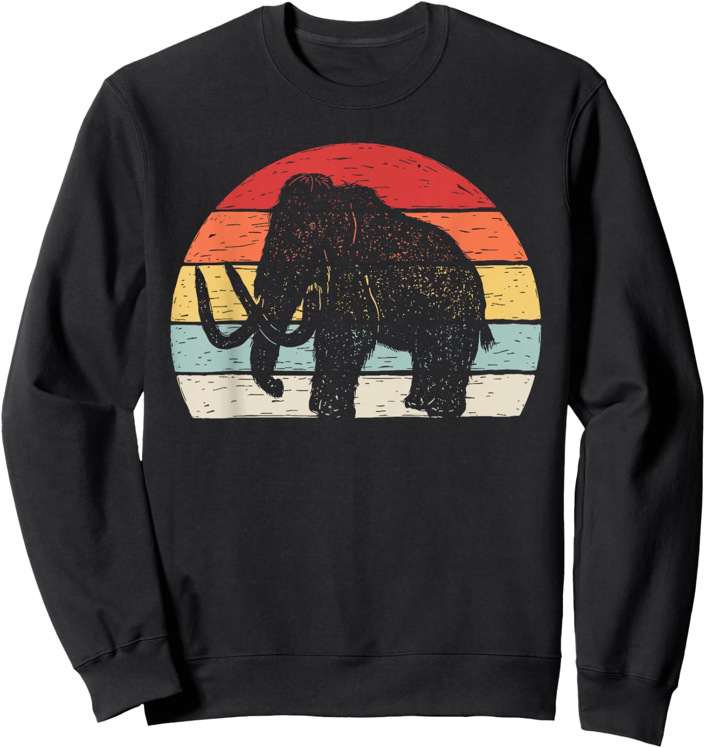 Catch Some Rays Vintage Retro Woolly Mammoth - Black, -Adults, Small, Short Sleeve, , Modern Vintage, Animal-print Sweatshirt - Sweatshirt | Black