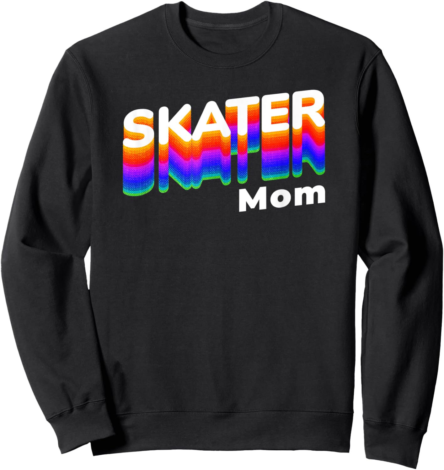 Retro Skateboarding Gamer Mom 80s Rainbow Style - Skater Mom Sweatshirt - Sweatshirt | Black