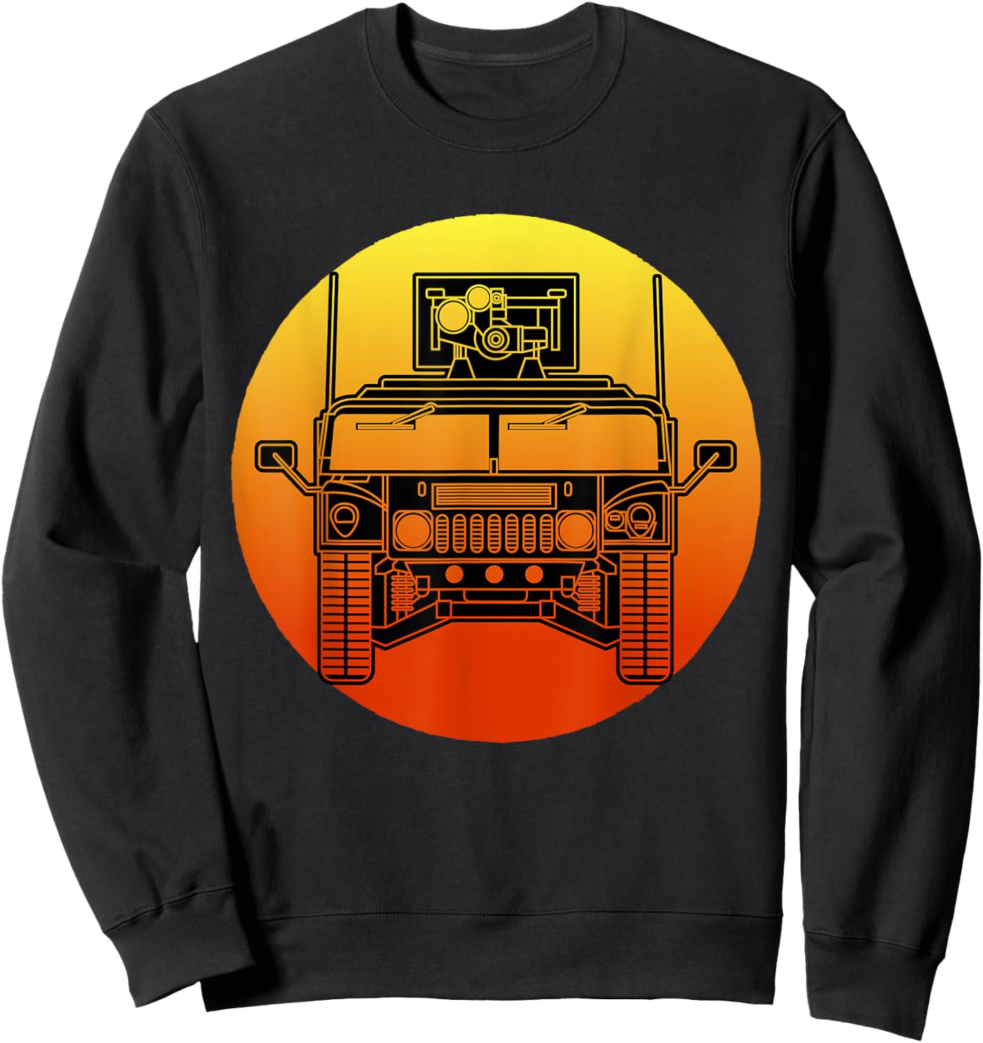 Retro Humvee Military Combat Vehicle HMMWV Humvee Sweatshirt - Sweatshirt | Black