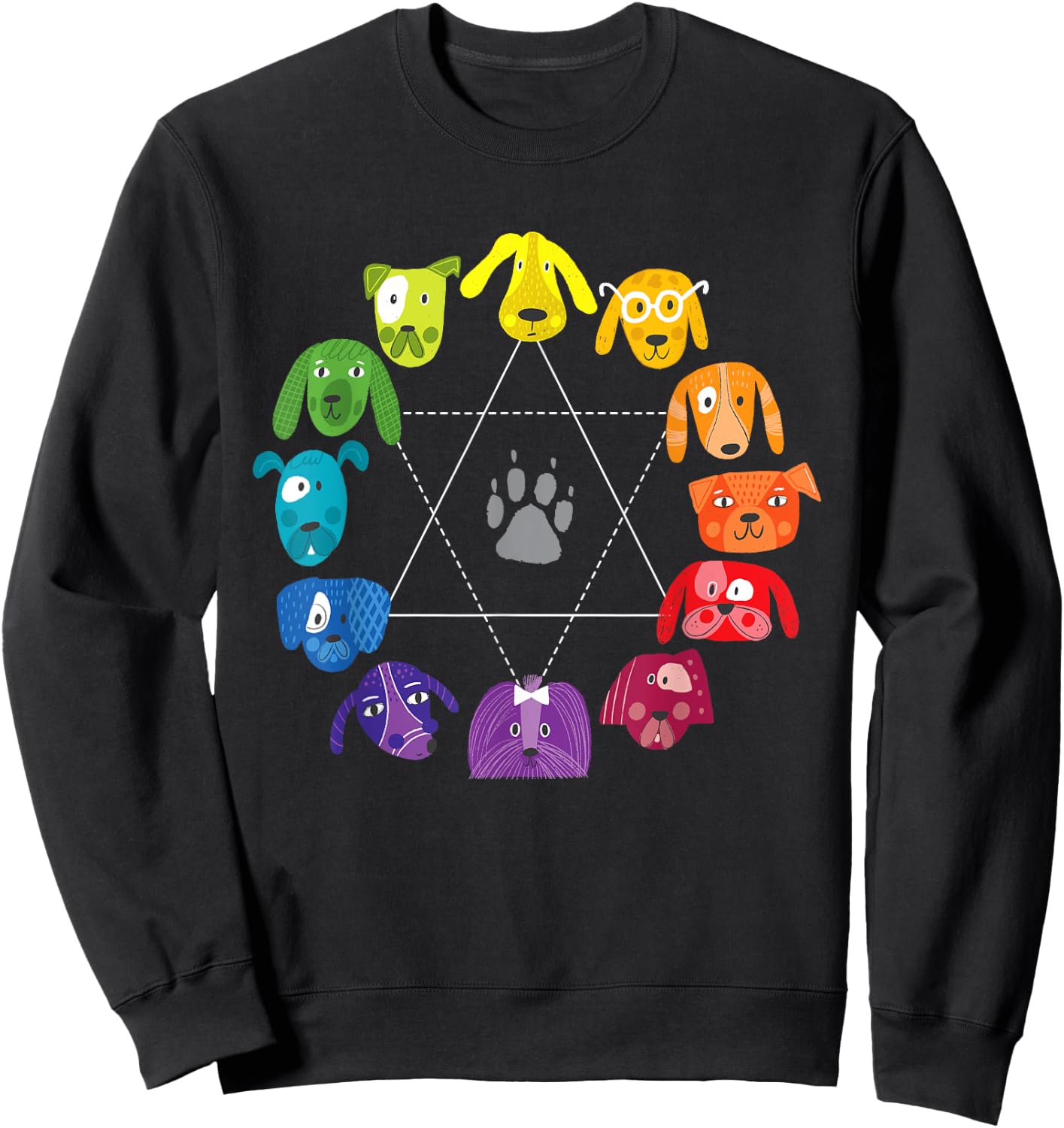 Unique Gifts for Artists by ADS Color Wheel Educational Art Teacher Dog Themed Artist Black Small Sweatshirt - Sweatshirt | Black