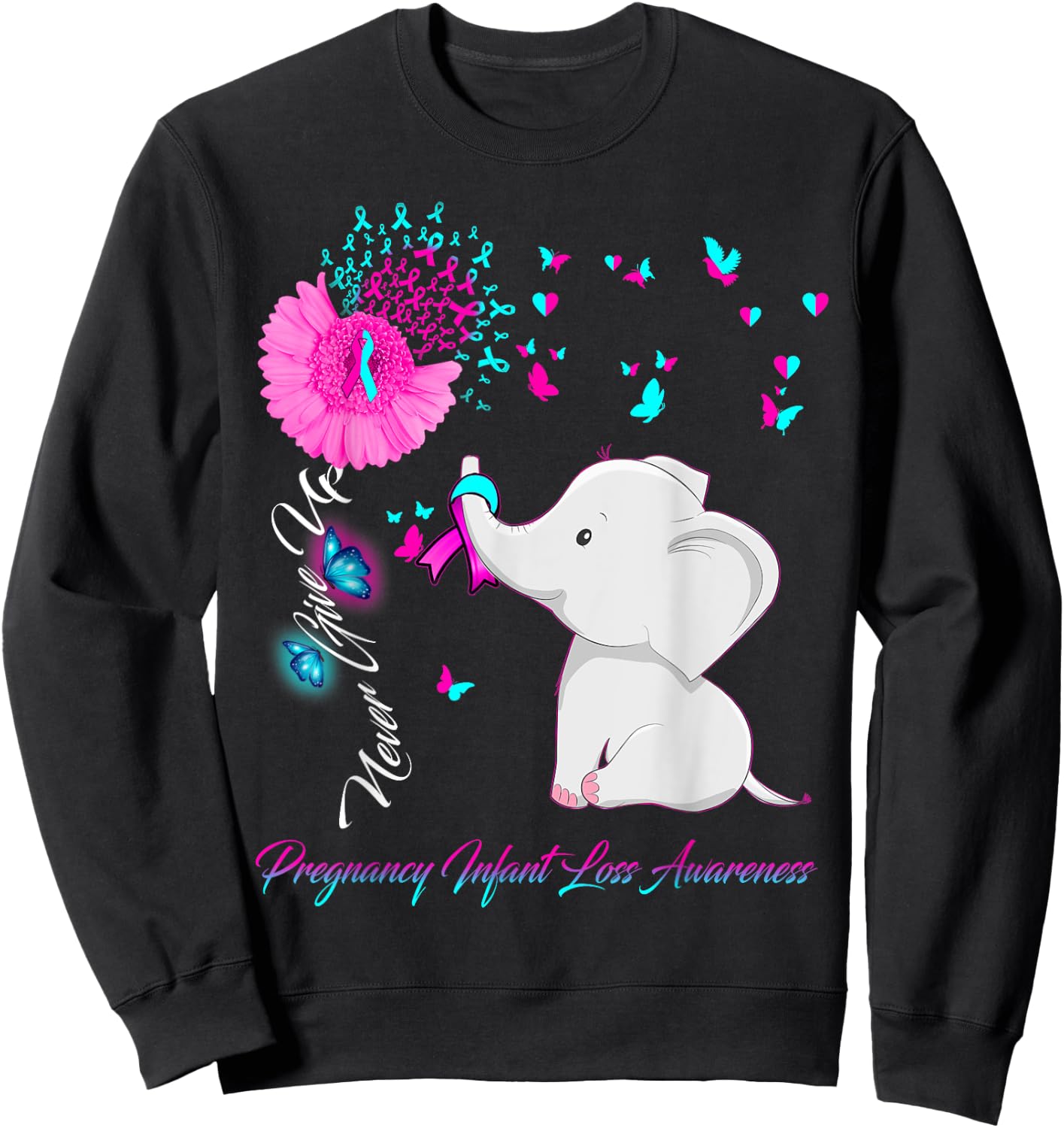 Elephant Pregnancy Infant Loss Awareness - Ribbon Gifts Sweatshirt - Sweatshirt | Black