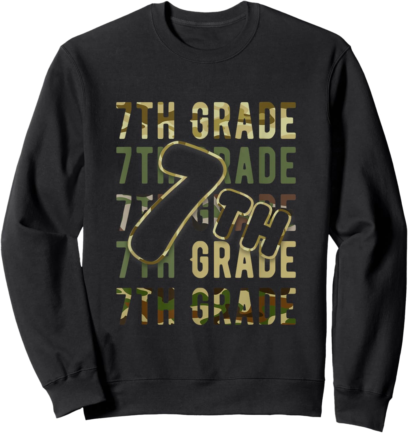 Camo Team 7th Grade Squad Back To School Teacher Kids Boys Sweatshirt - Sweatshirt | Black