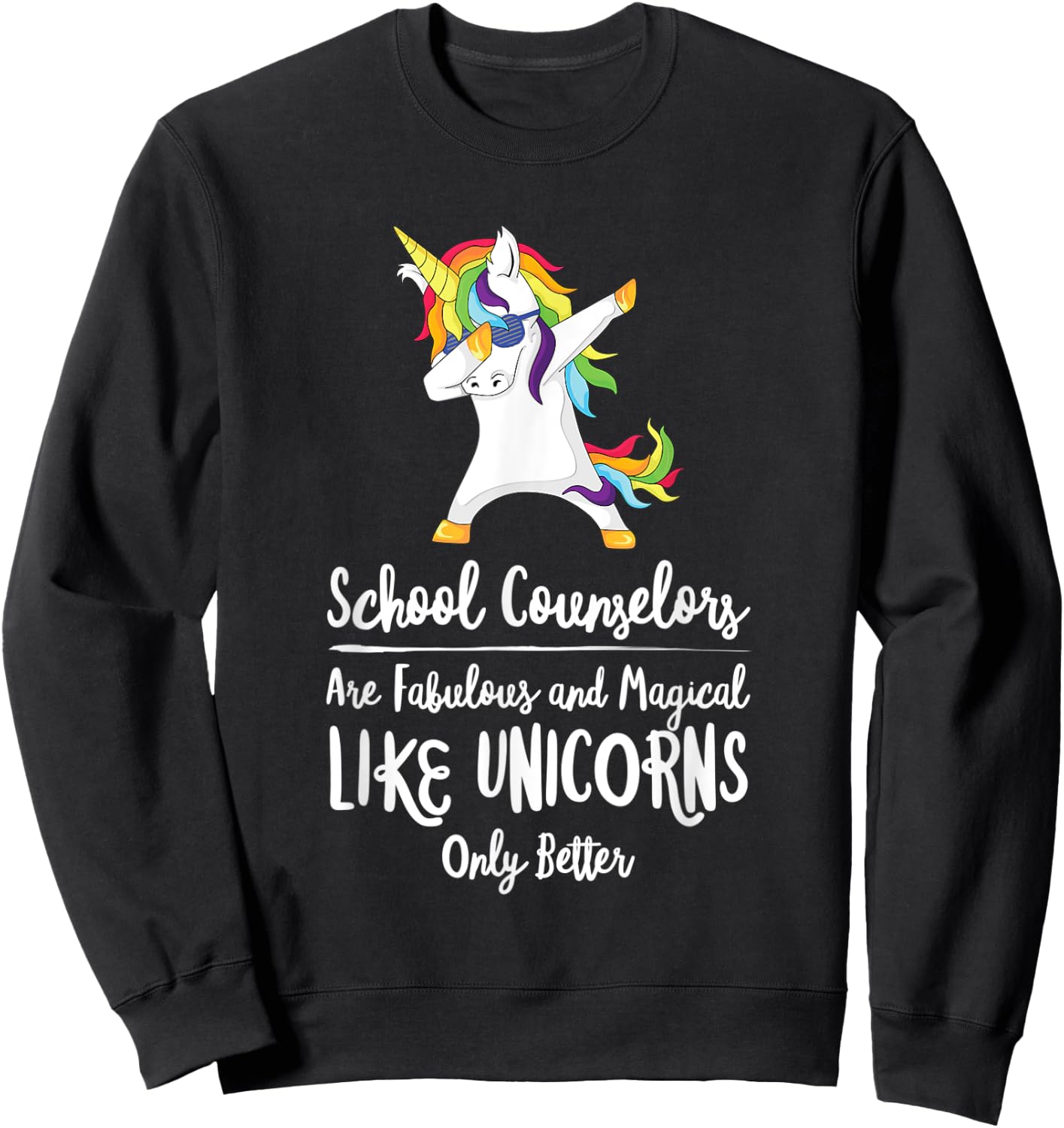 School Counselor Unicorn Teacher Therapist Counseling Advise Sweatshirt - Sweatshirt | Black