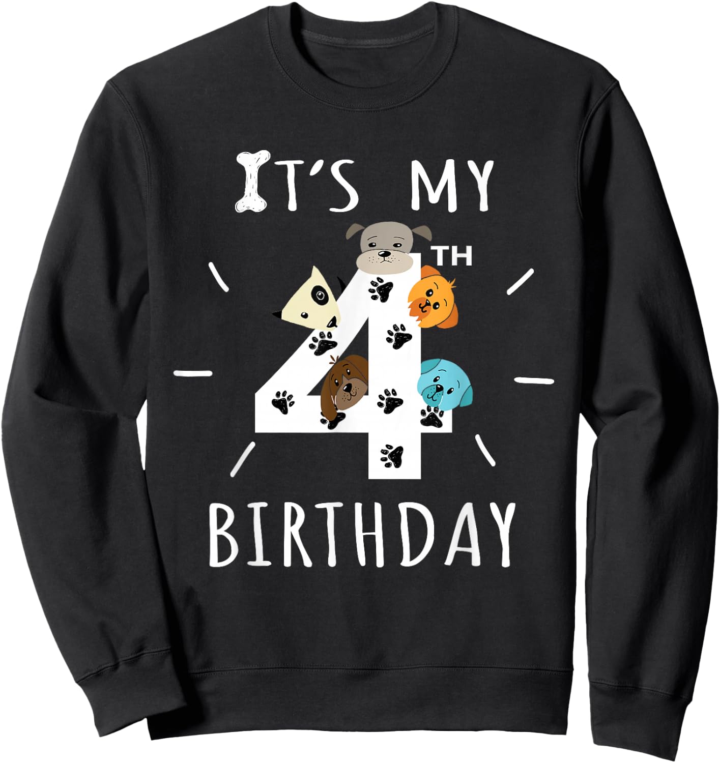 It's My 4th Birthday Dog Lover Theme 4 Years Old Puppy Sweatshirt - Sweatshirt | Black