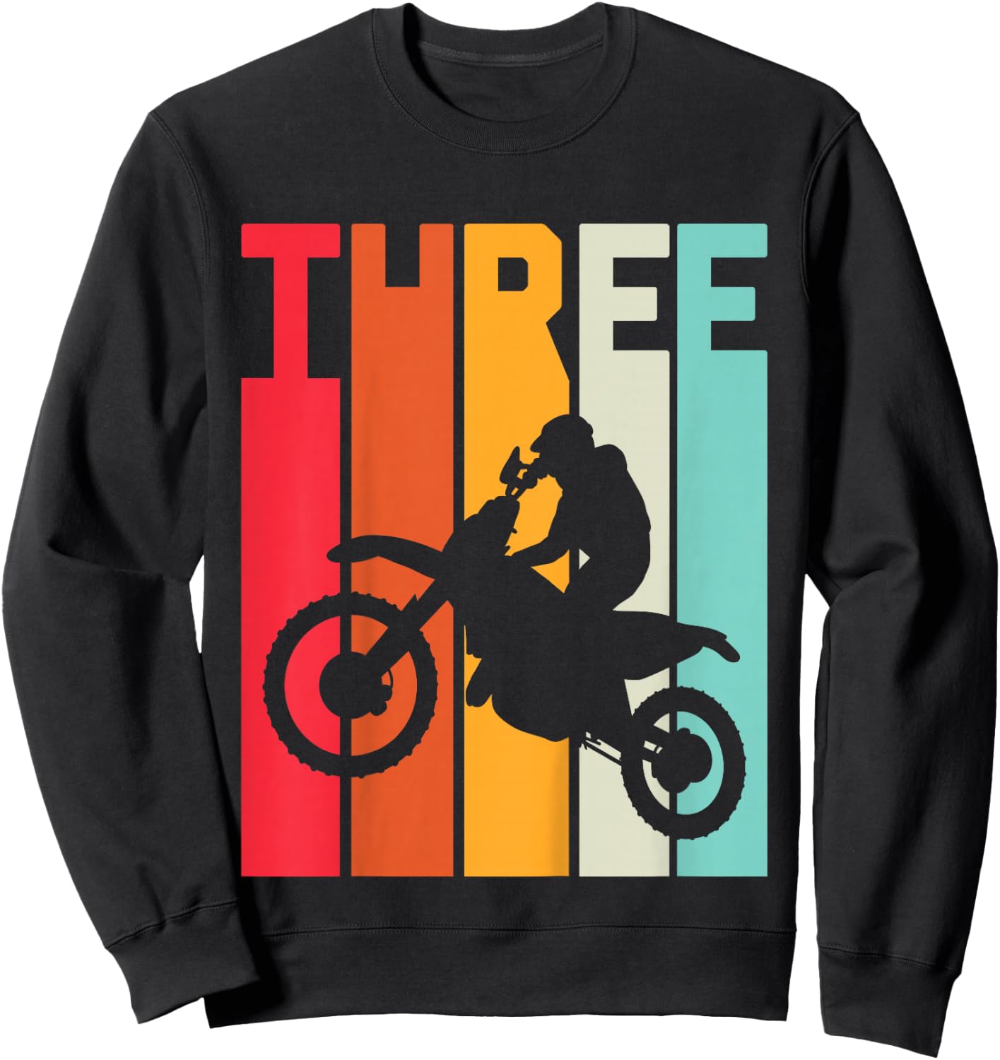3th Birthday Retro Motocross 3 Years Boys Girl Dirt Bike Sweatshirt - Sweatshirt | Black