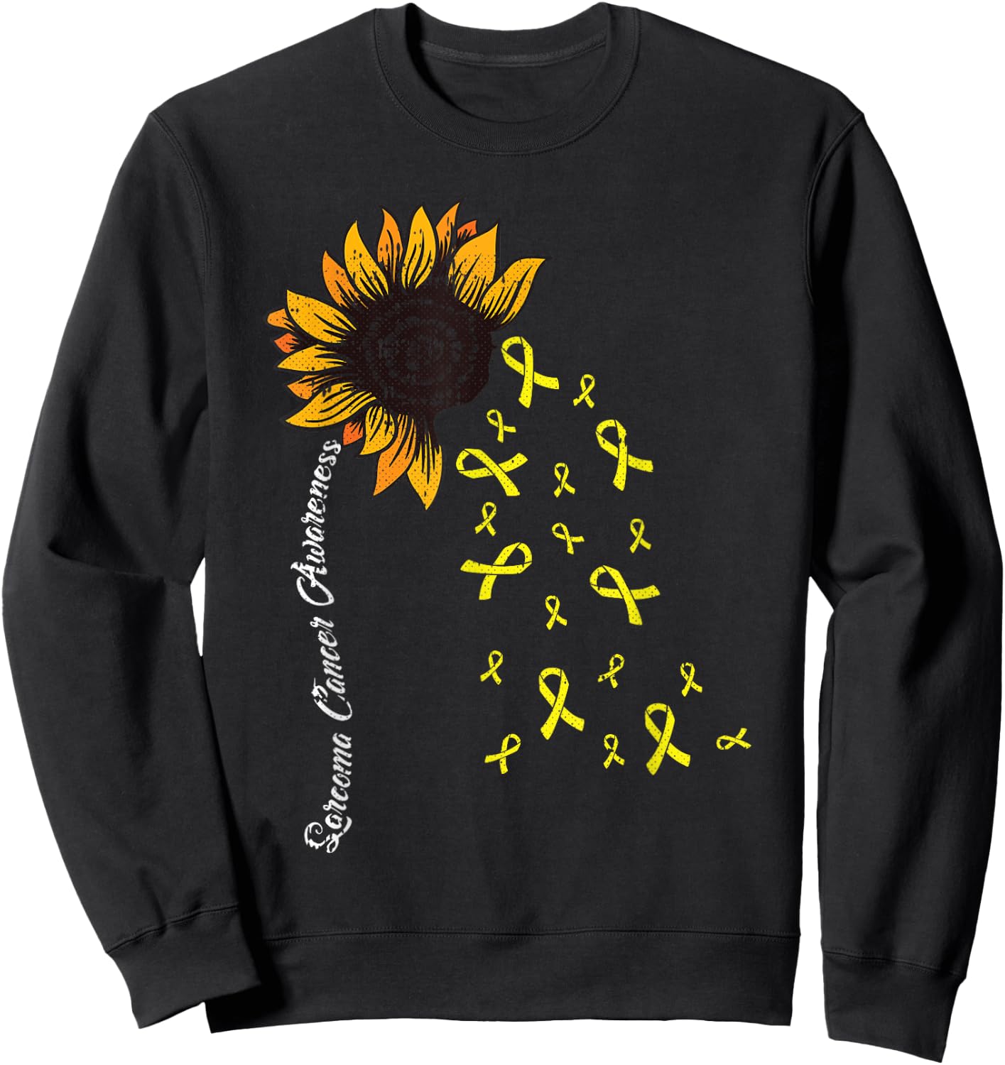 Sarcoma Cancer Awareness Yellow Ribbon Sunflower Warrior Sweatshirt - Sweatshirt | Black