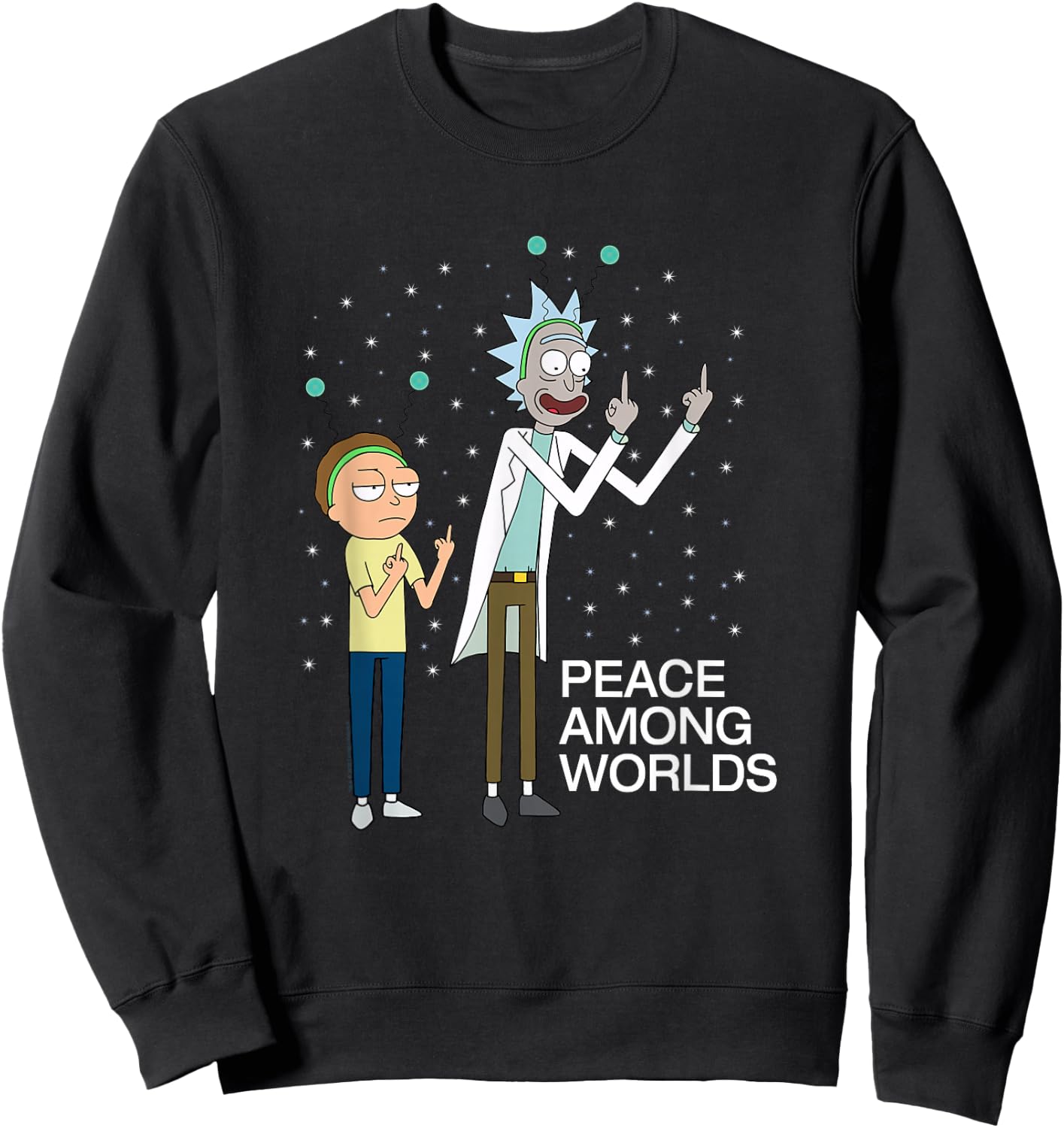 Rick and Morty Peace Among Worlds Sweatshirt - Sweatshirt | Black