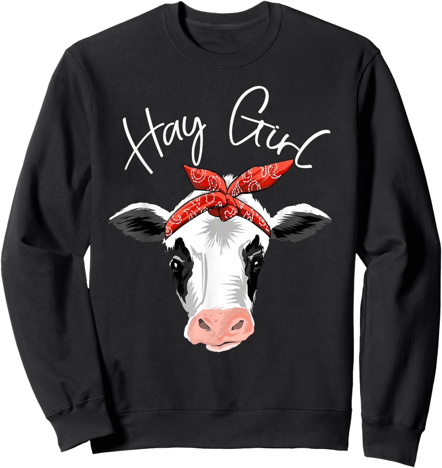 Hay Girl Farmer Funny Cattle Cow Farm Lovers Gift Women Kids Sweatshirt - Sweatshirt | Black