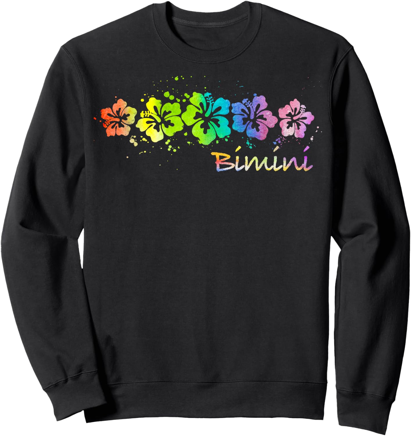 Bimini, Bahamas Watercolor Beach & Surf Sweatshirt - Sweatshirt | Black