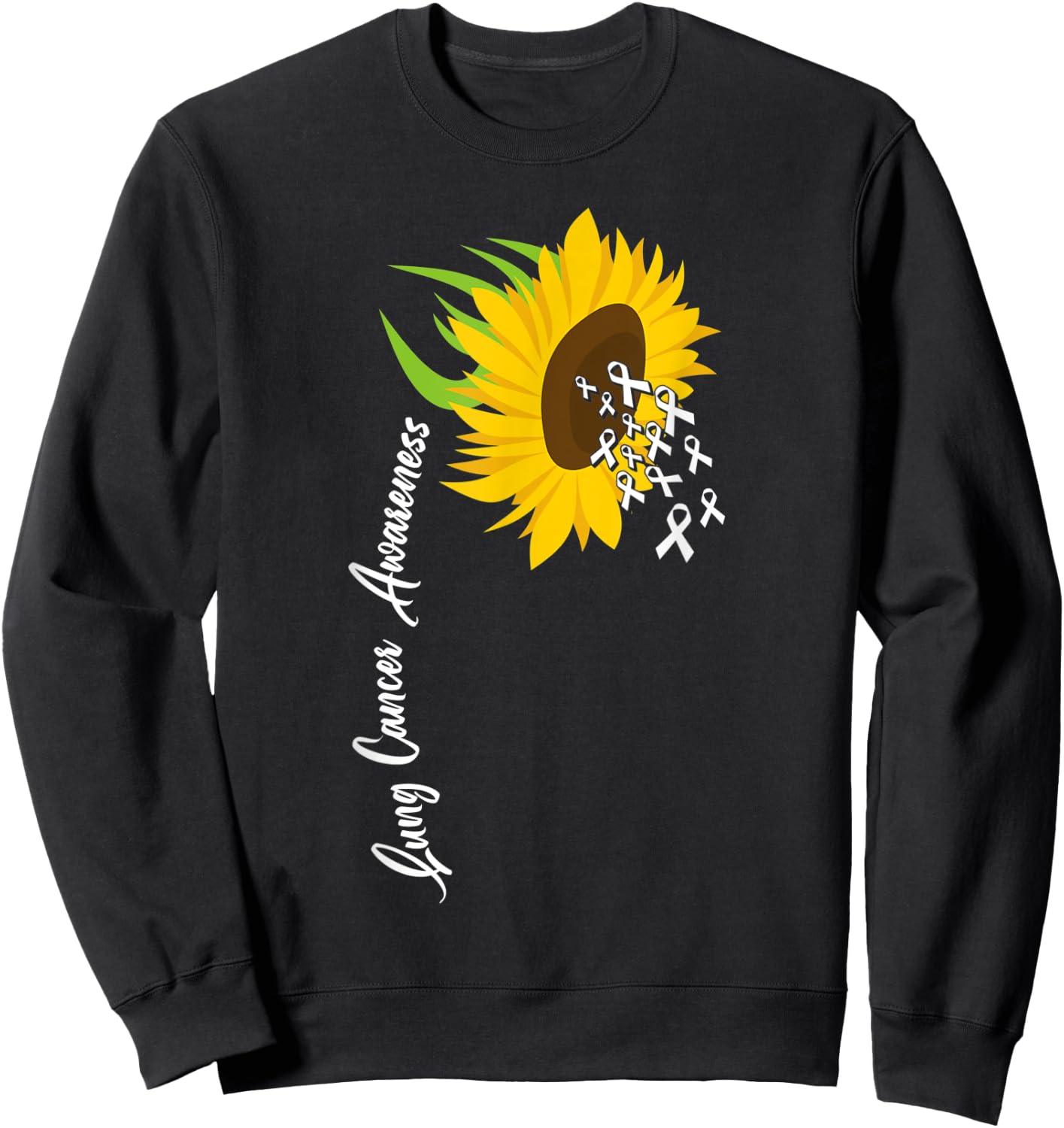 Awesome White Ribbon Support Lung Cancer Awareness Sweatshirt - Sweatshirt | Black