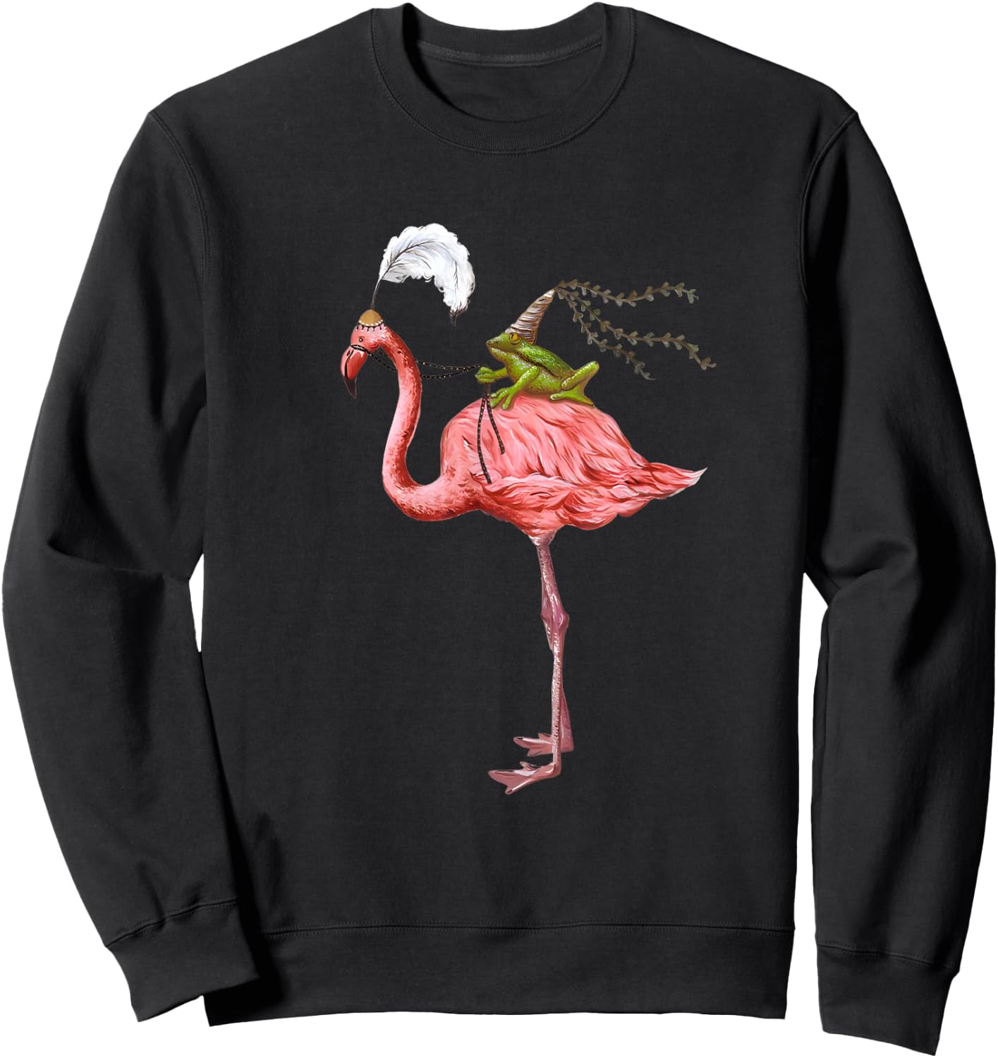 Frog and Flamingo Funny Frog and Flamingo Sweatshirt - Sweatshirt | Black