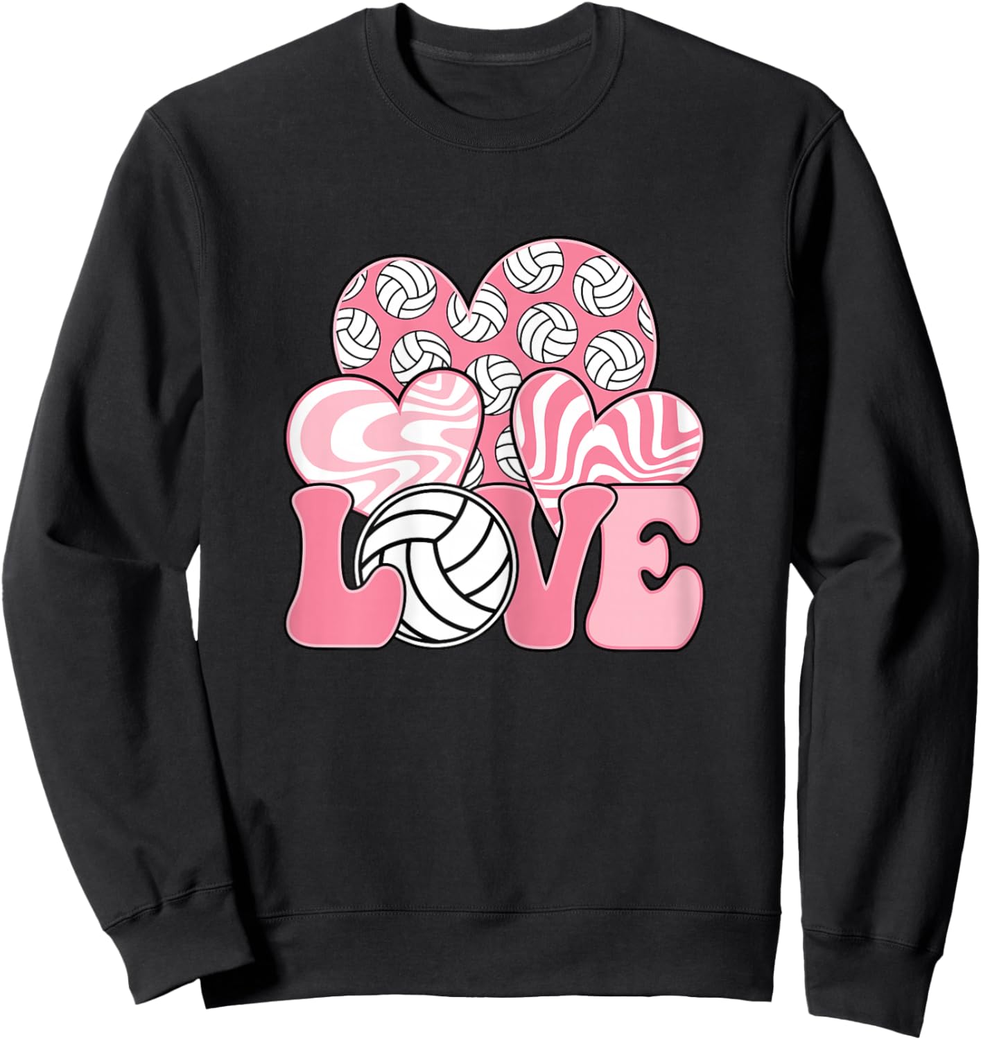 Love Volleyball Pink Volleyball Lover Women Girls Kids Sweatshirt - Sweatshirt | Black
