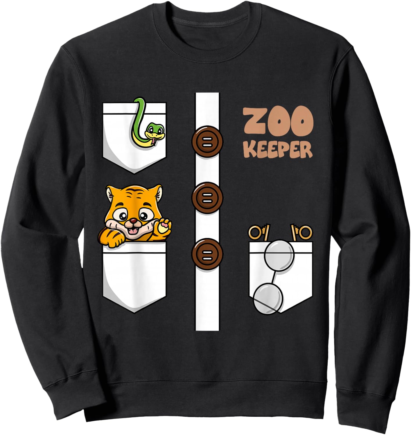 Funny Zookeeper Costume Zoo Keeper Boys Girls Sweatshirt - Sweatshirt | Black