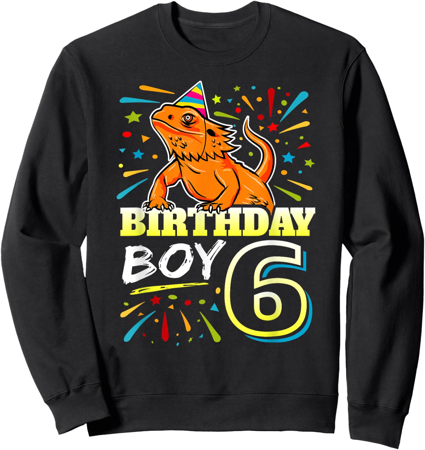 Bearded Dragon Lizard Kids 6th Birthday - 6 Year Old Boy Sweatshirt - Sweatshirt | Black