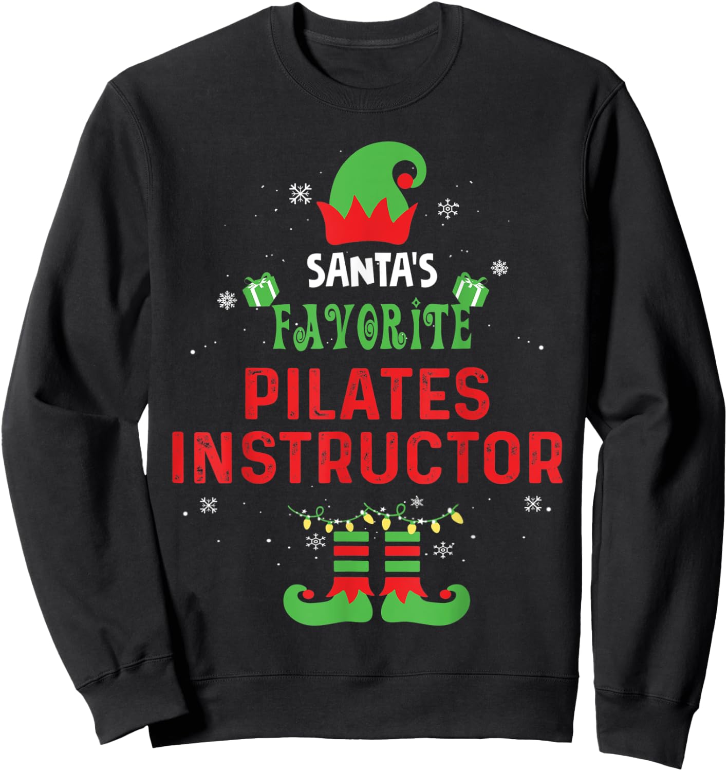 Santa's Favorite Pilates Instructor Christmas Xmas Gift Sweatshirt - Sweatshirt | Black
