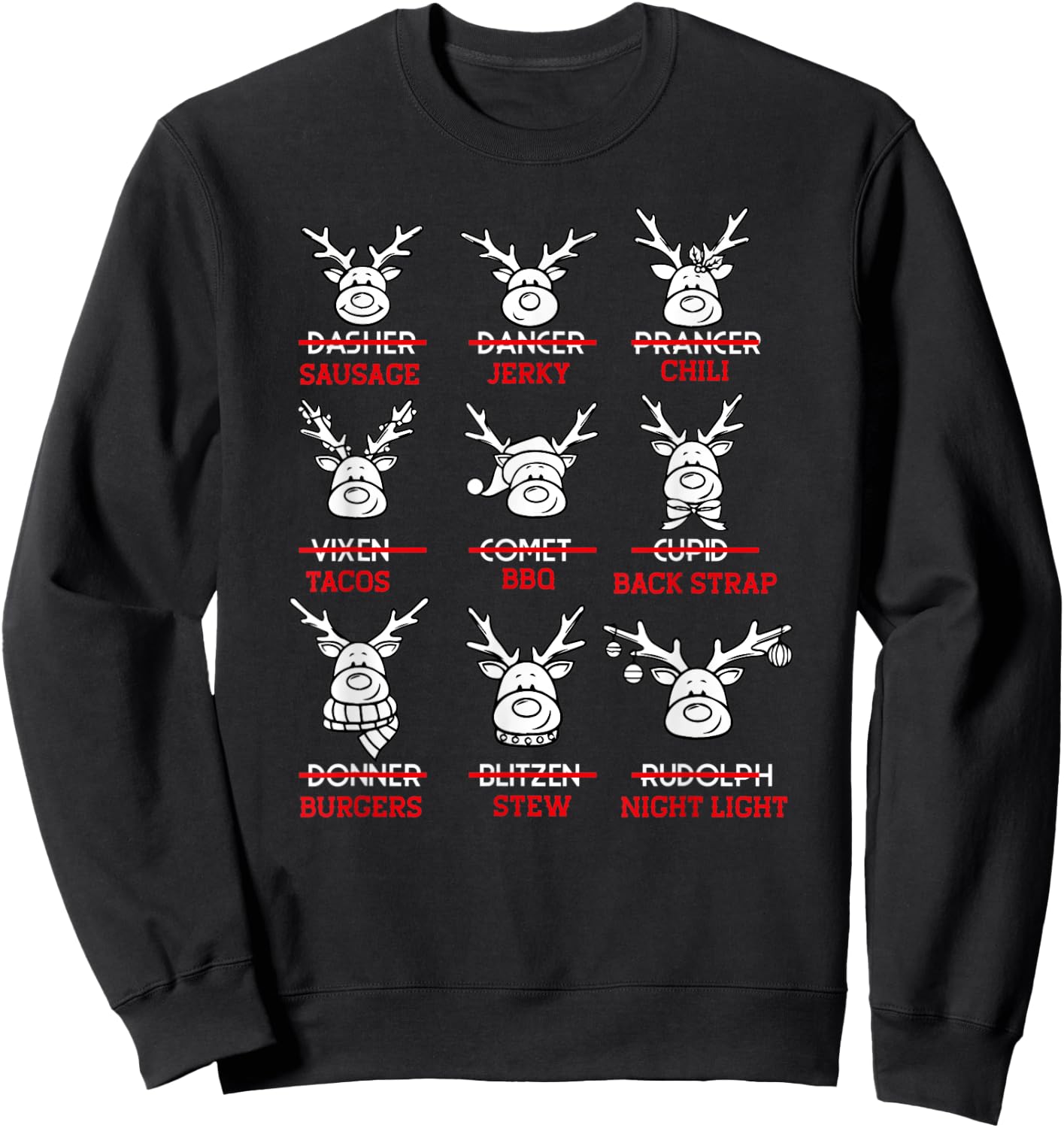 Funny Christmas Deer Bow Hunting Santa Men Women Hunter Gift Sweatshirt - Sweatshirt | Black