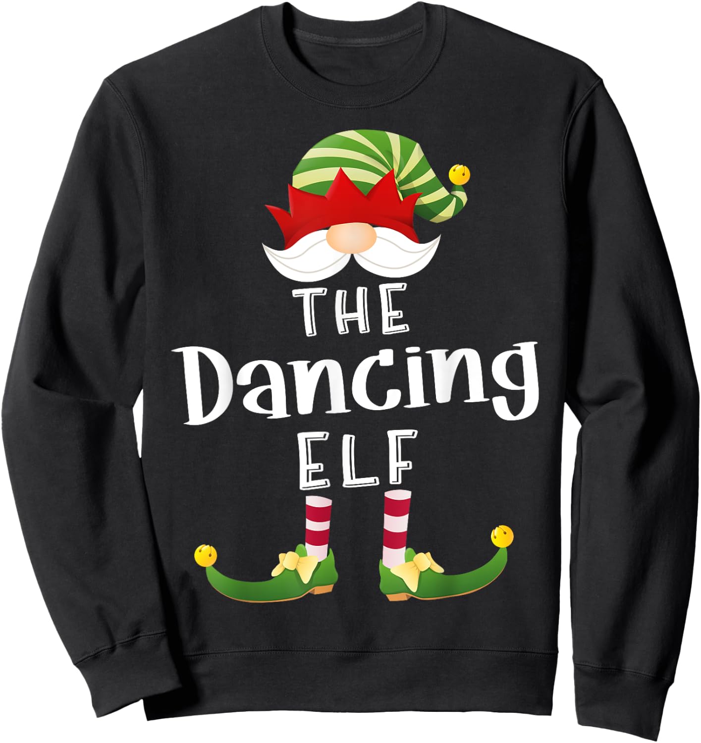Dancing Elf Group Christmas Funny Pajama Party Sweatshirt - Sweatshirt | Black