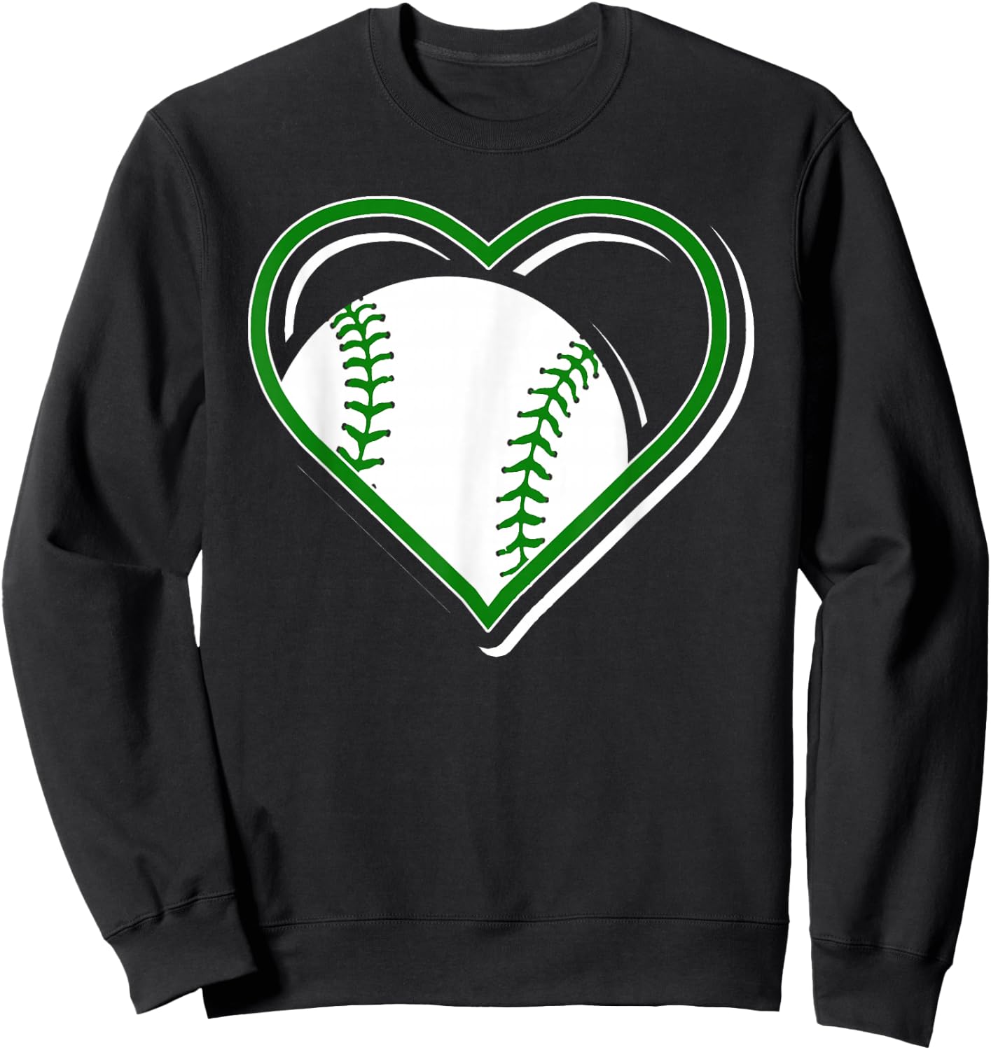 Green Baseball Heart for Baseball Lovers Sweatshirt - Sweatshirt | Black